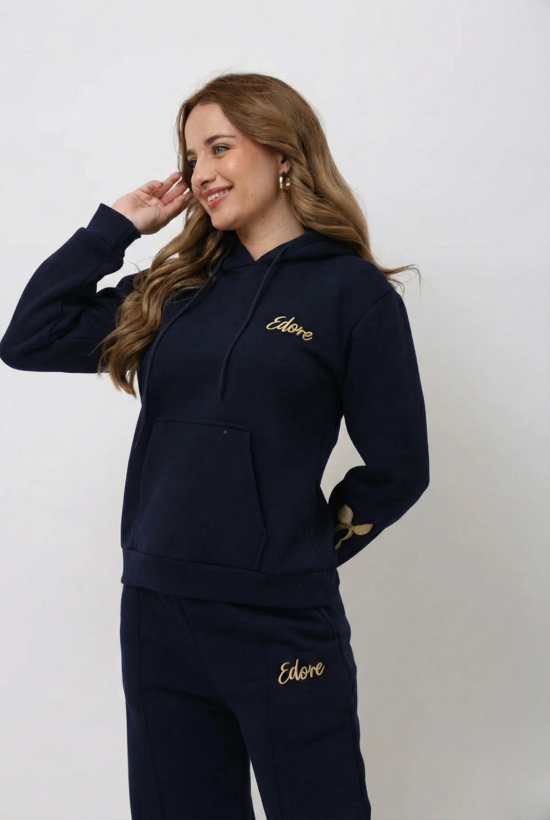 Rhea Navy Blue Bow Hoodie