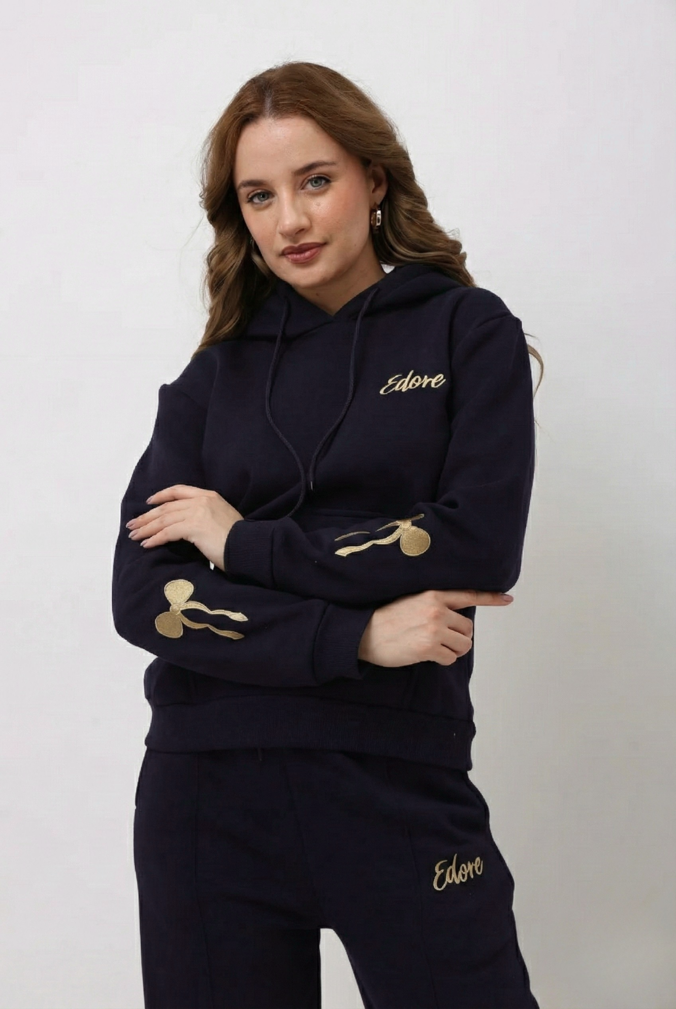 Rhea Navy Blue Bow Hoodie