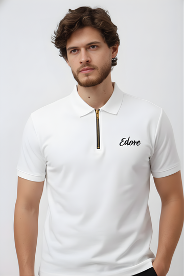 Berrin Men’s White Zip Polo T-Shirt
