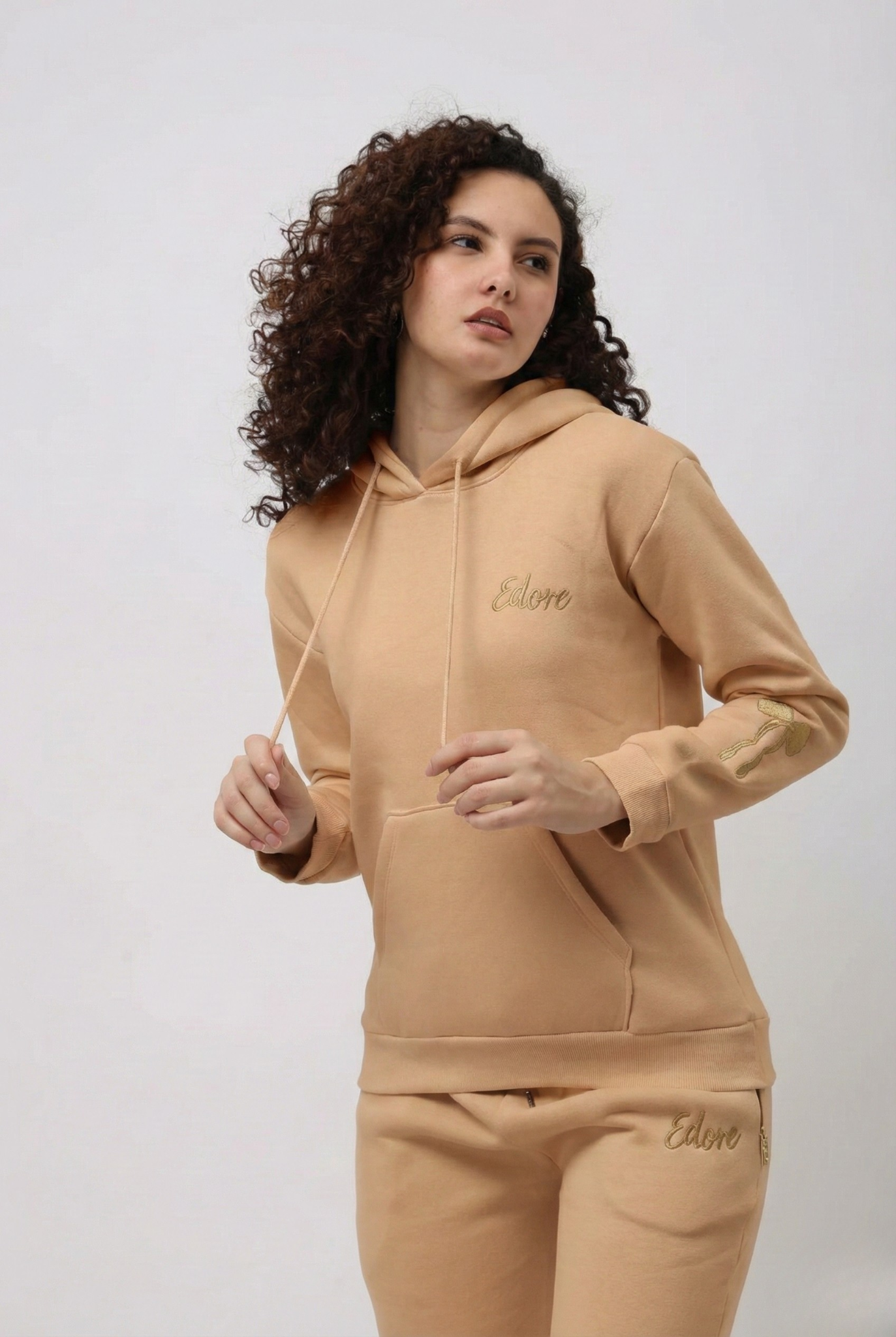 Rhea Beige Bow Hoodie