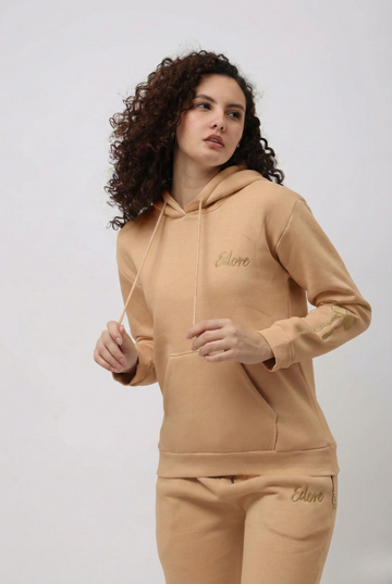 Rhea Beige Bow Hoodie
