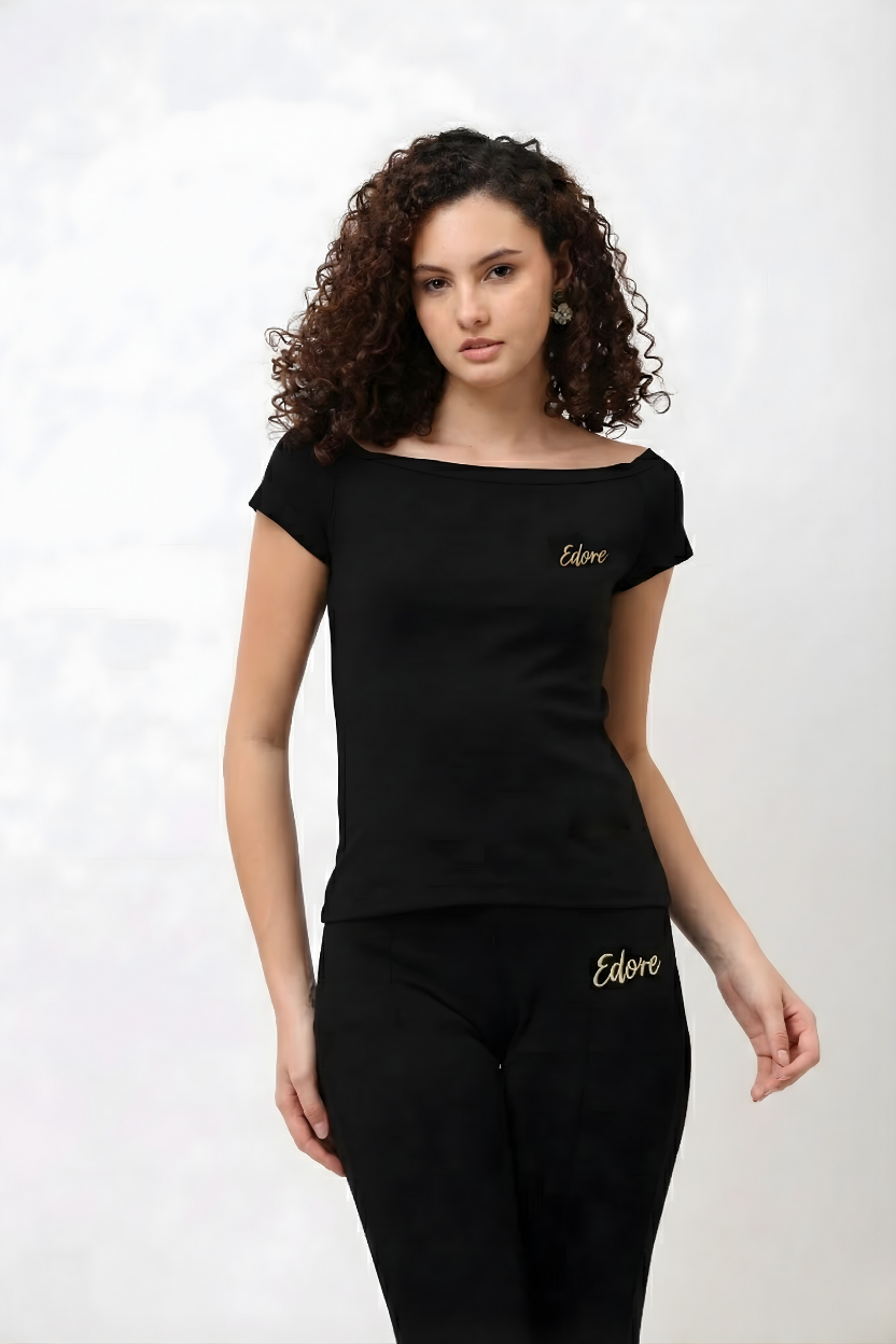 Veya Black Off-Shoulder Top