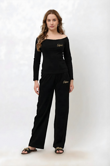 Inara Black Off Shoulder Full Sleeve Top