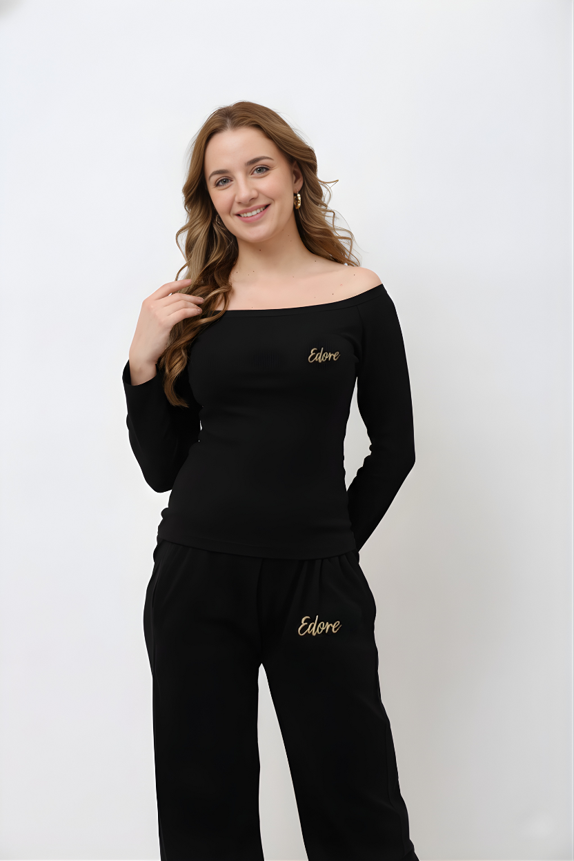 Inara Black Off Shoulder Full Sleeve Top