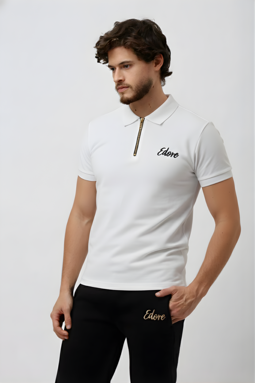 Berrin Men’s White Zip Polo T-Shirt