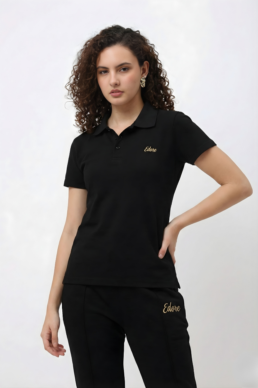 Ryse Women's Black Polo T-Shirt