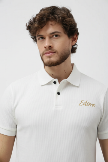 Lennox Men’s White Button Polo T-Shirt