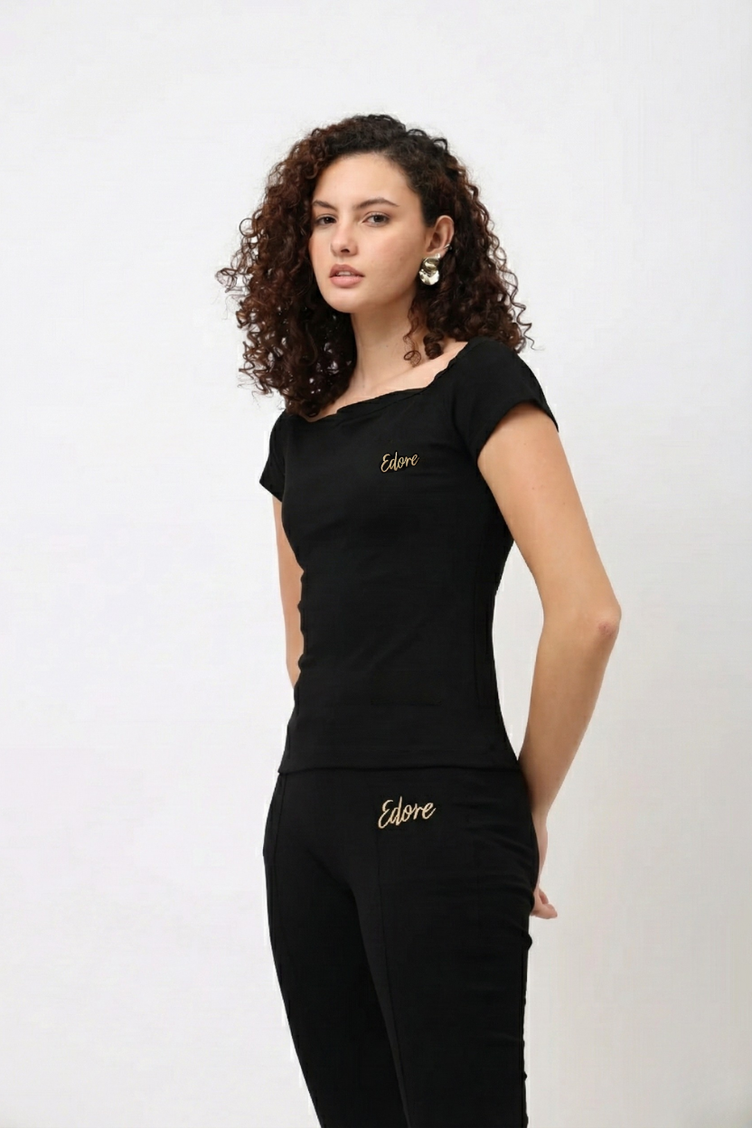 Veya Black Off-Shoulder Top