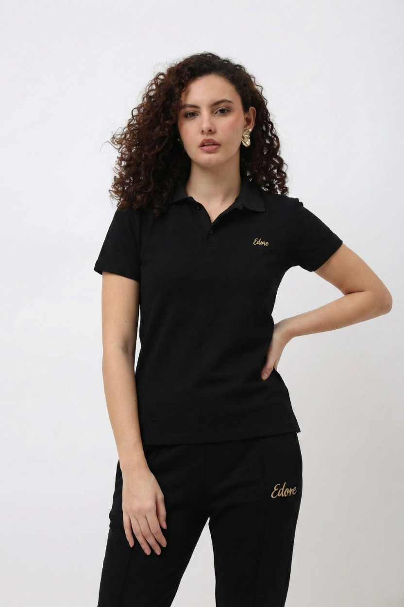 Ryse Women's Black Polo T-Shirt