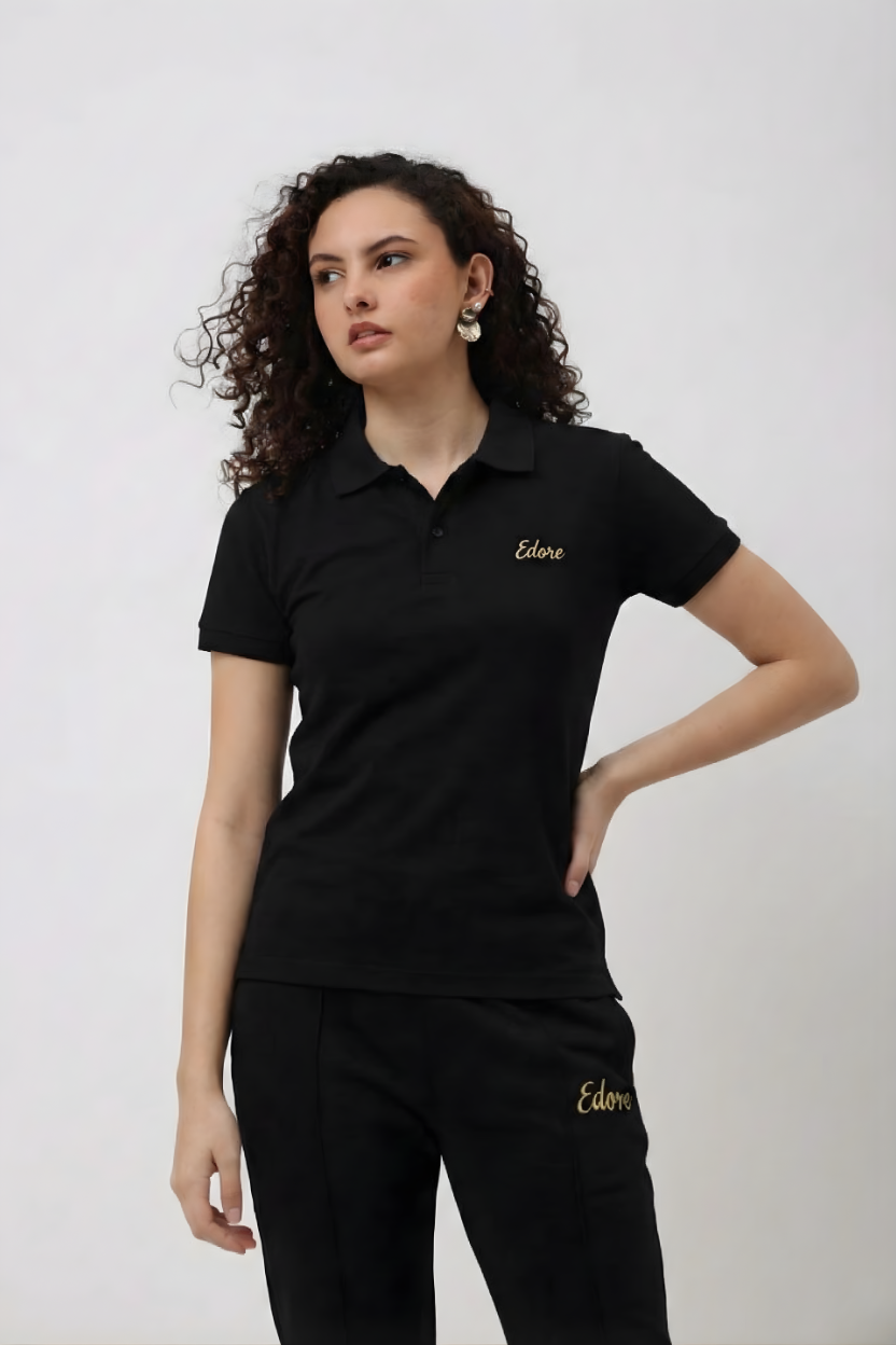 Ryse Women's Black Polo T-Shirt