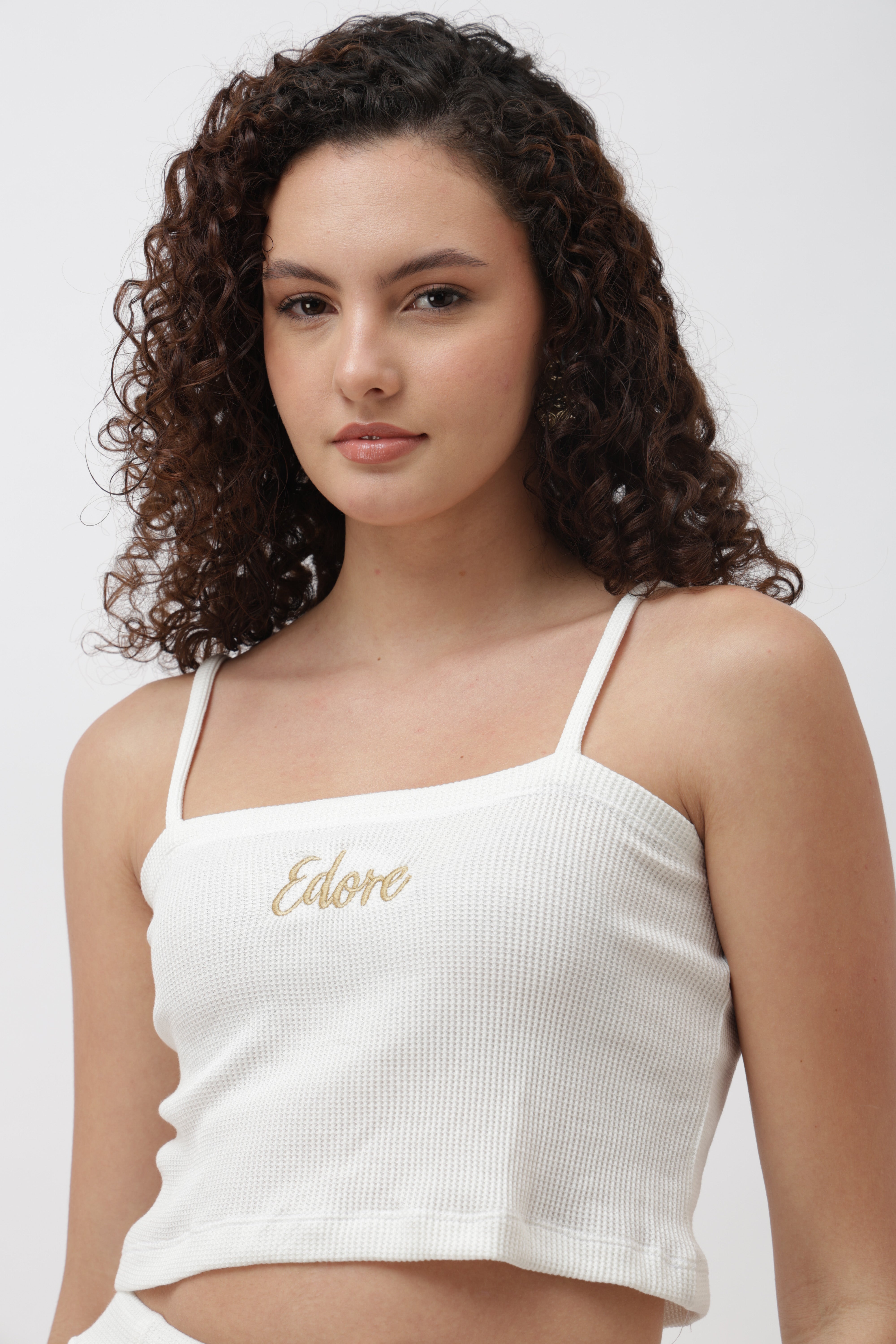 Lior White Ribbed Cami Crop Top