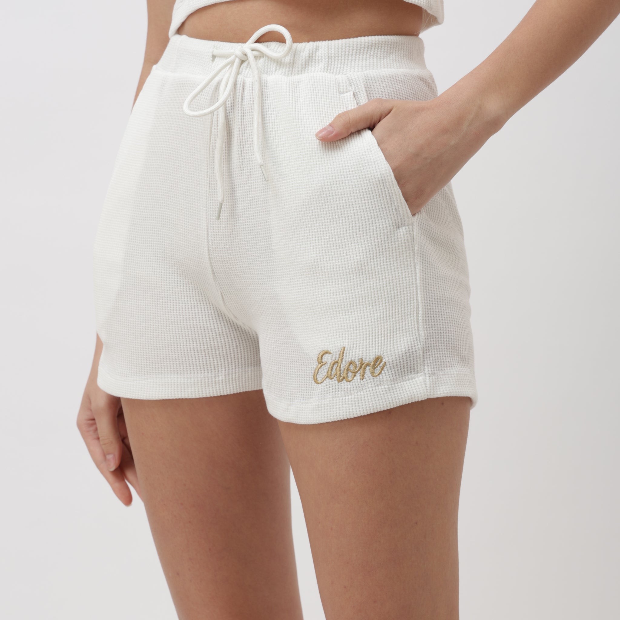 Noa White Ribbed Shorts