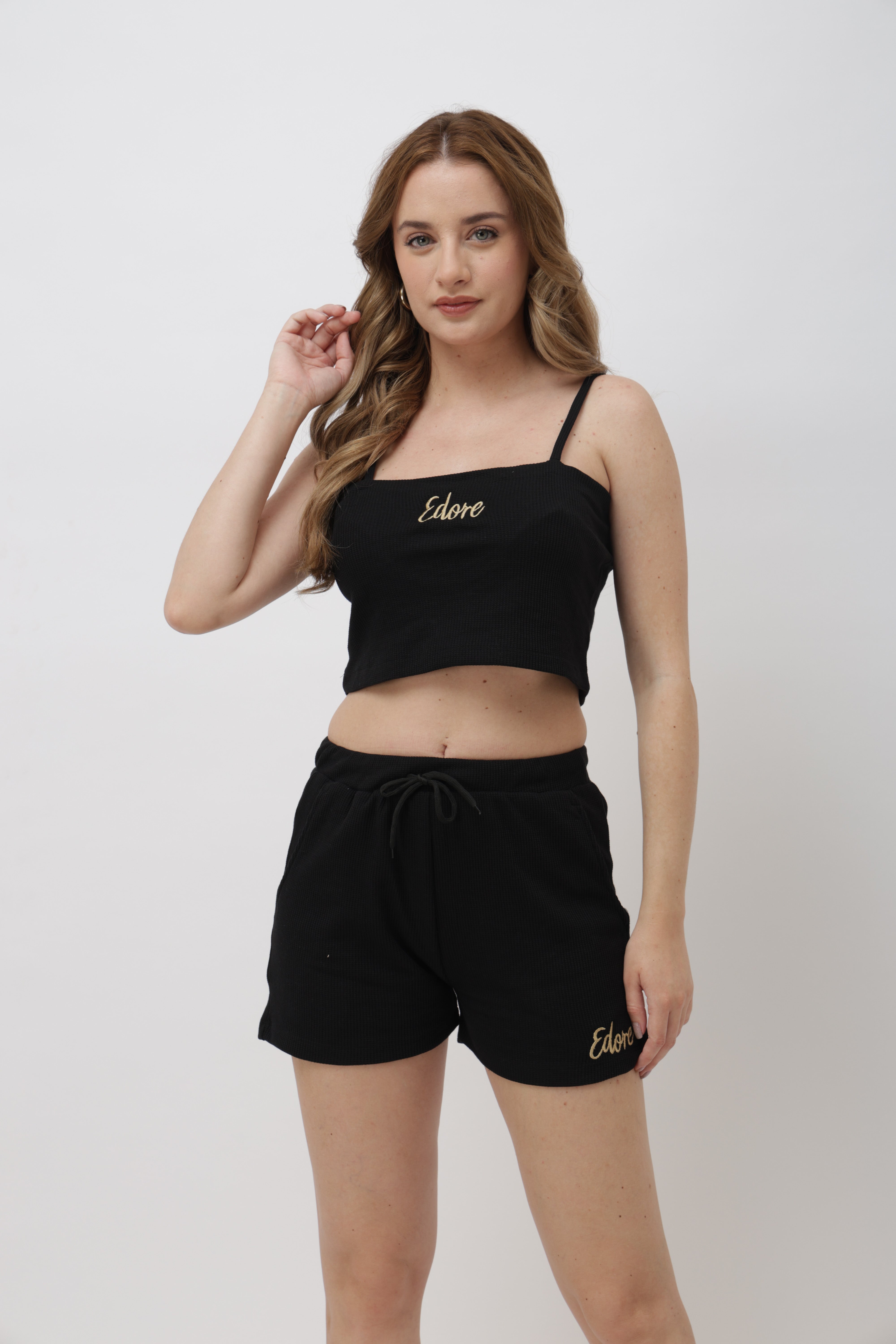 Noa Black Ribbed Shorts