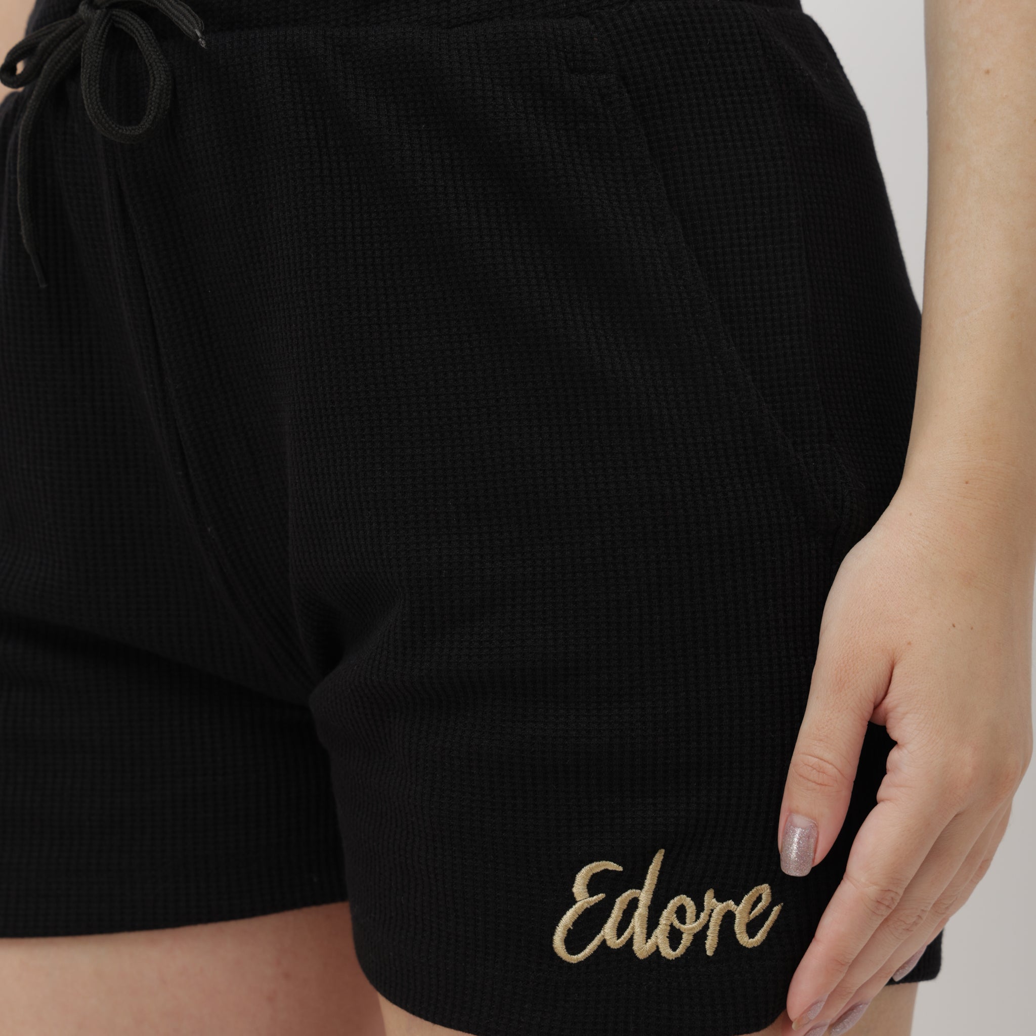 Noa Black Ribbed Shorts
