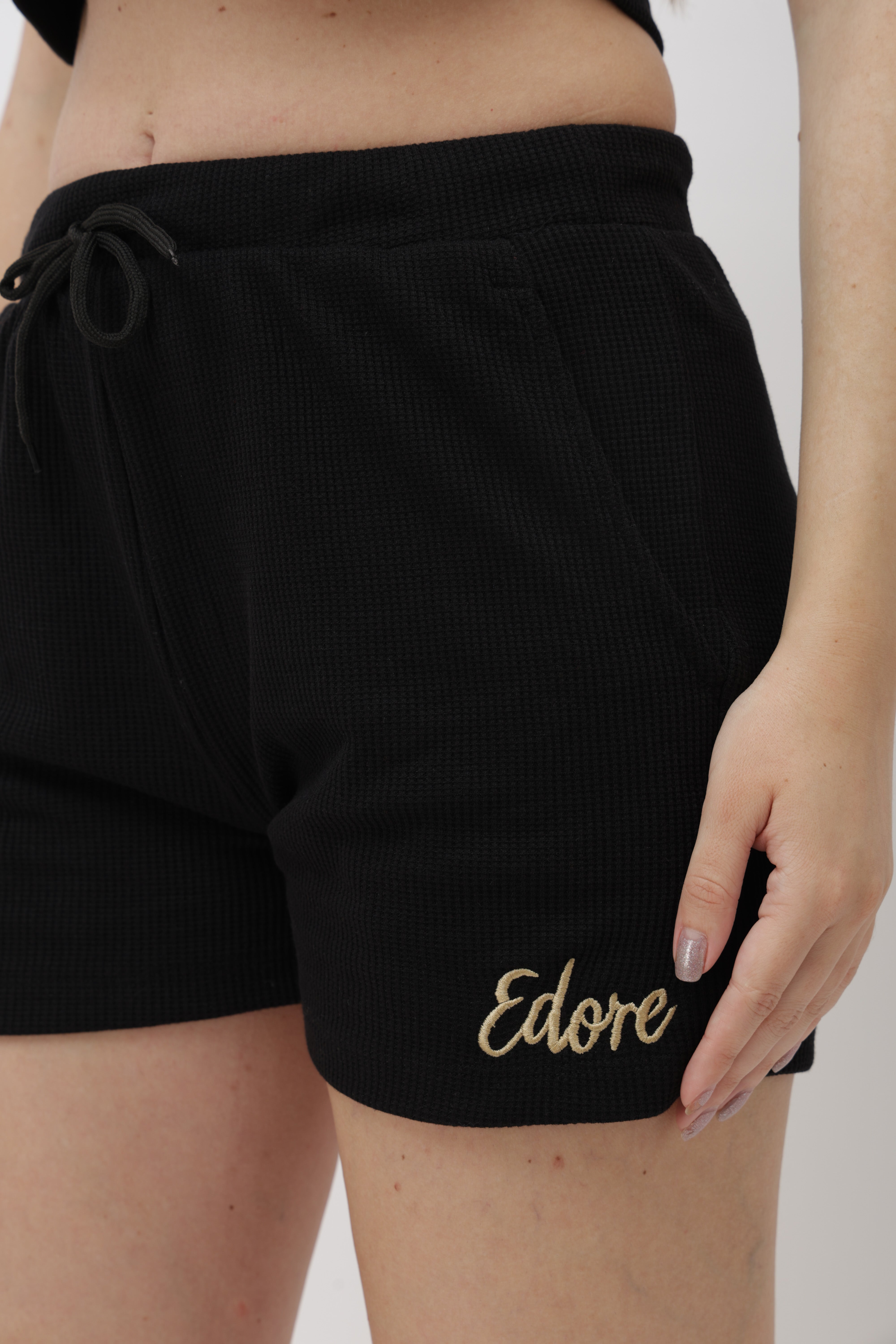 Noa Black Ribbed Shorts