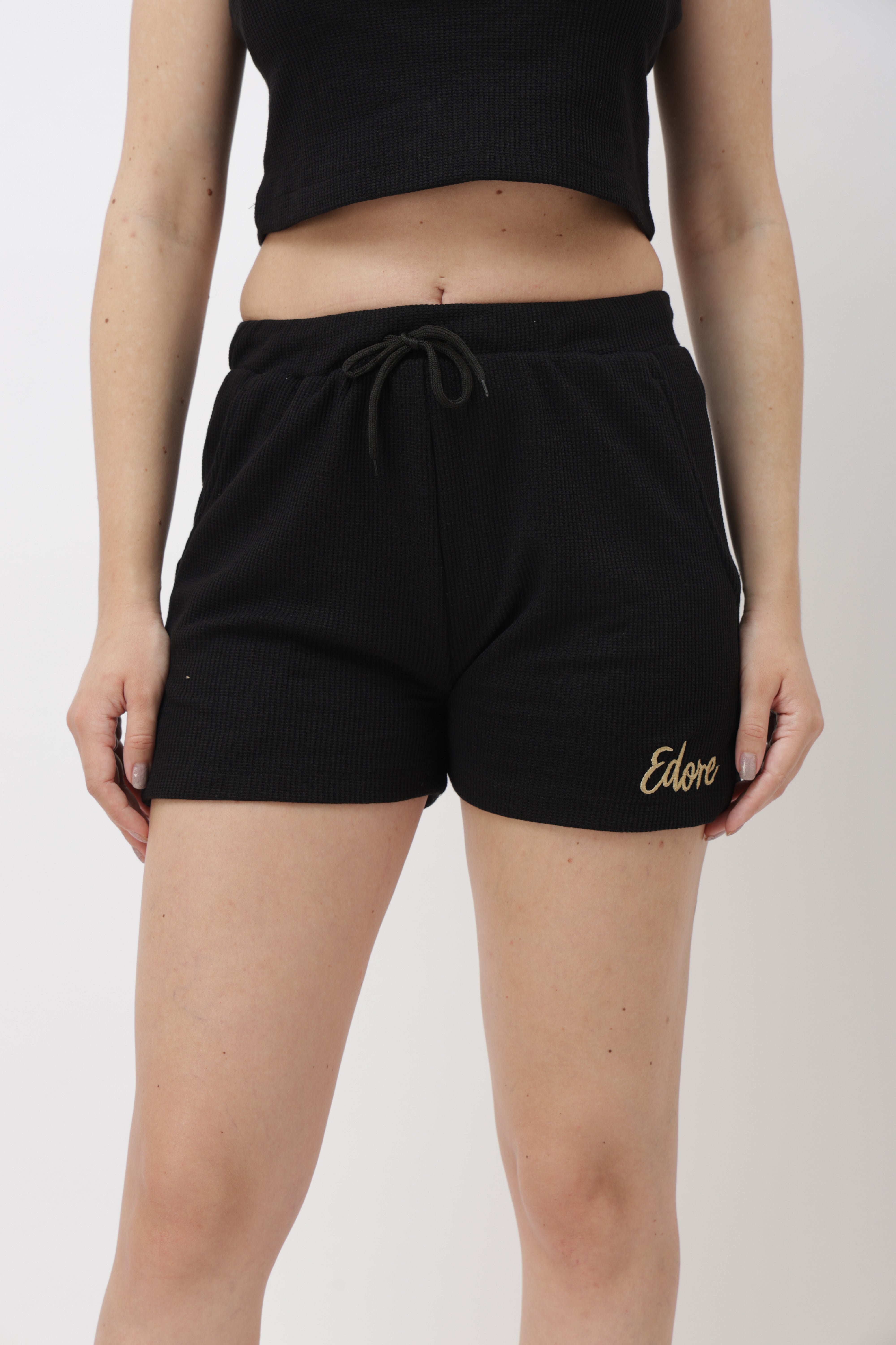 Noa Black Ribbed Shorts