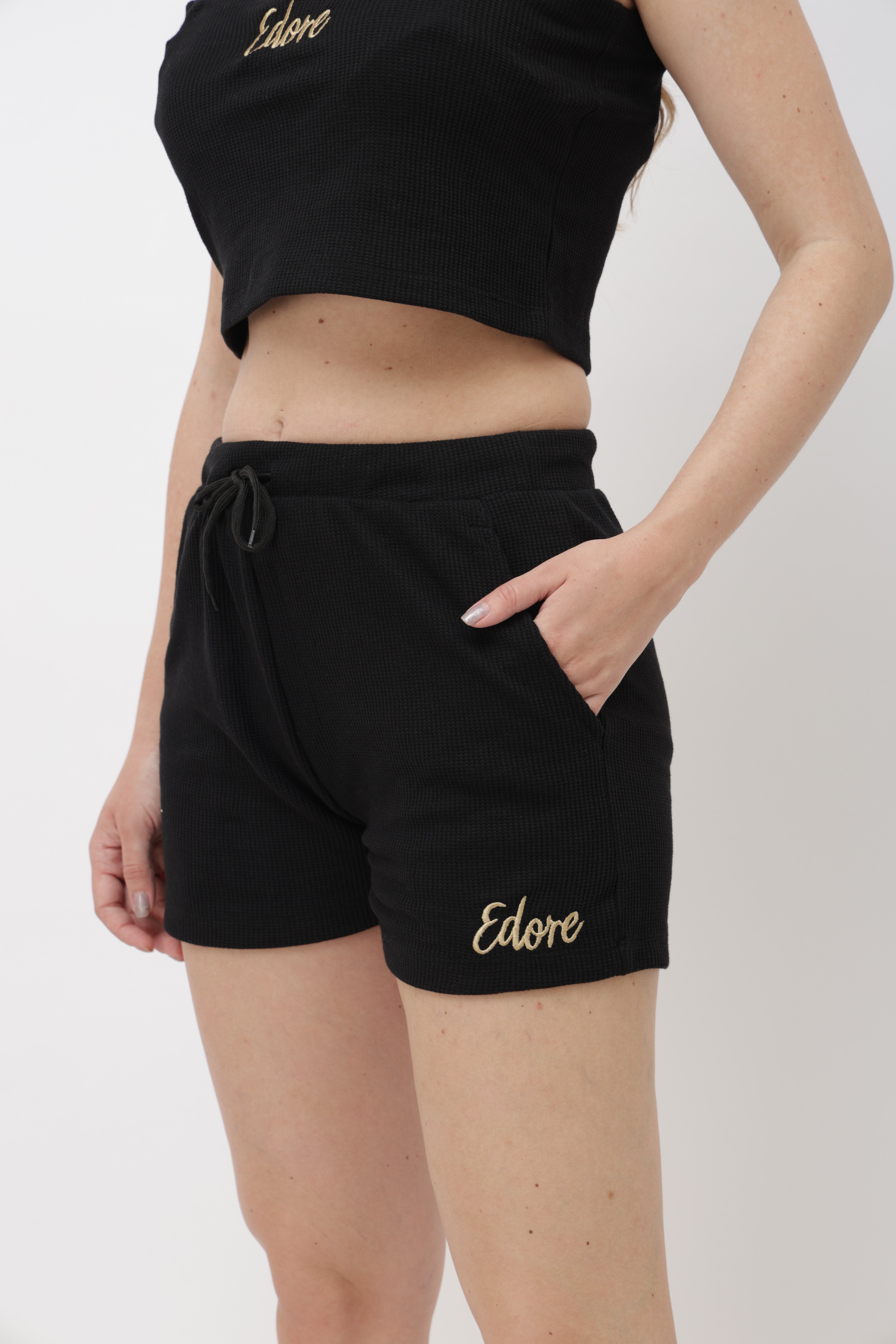 Noa Black Ribbed Shorts