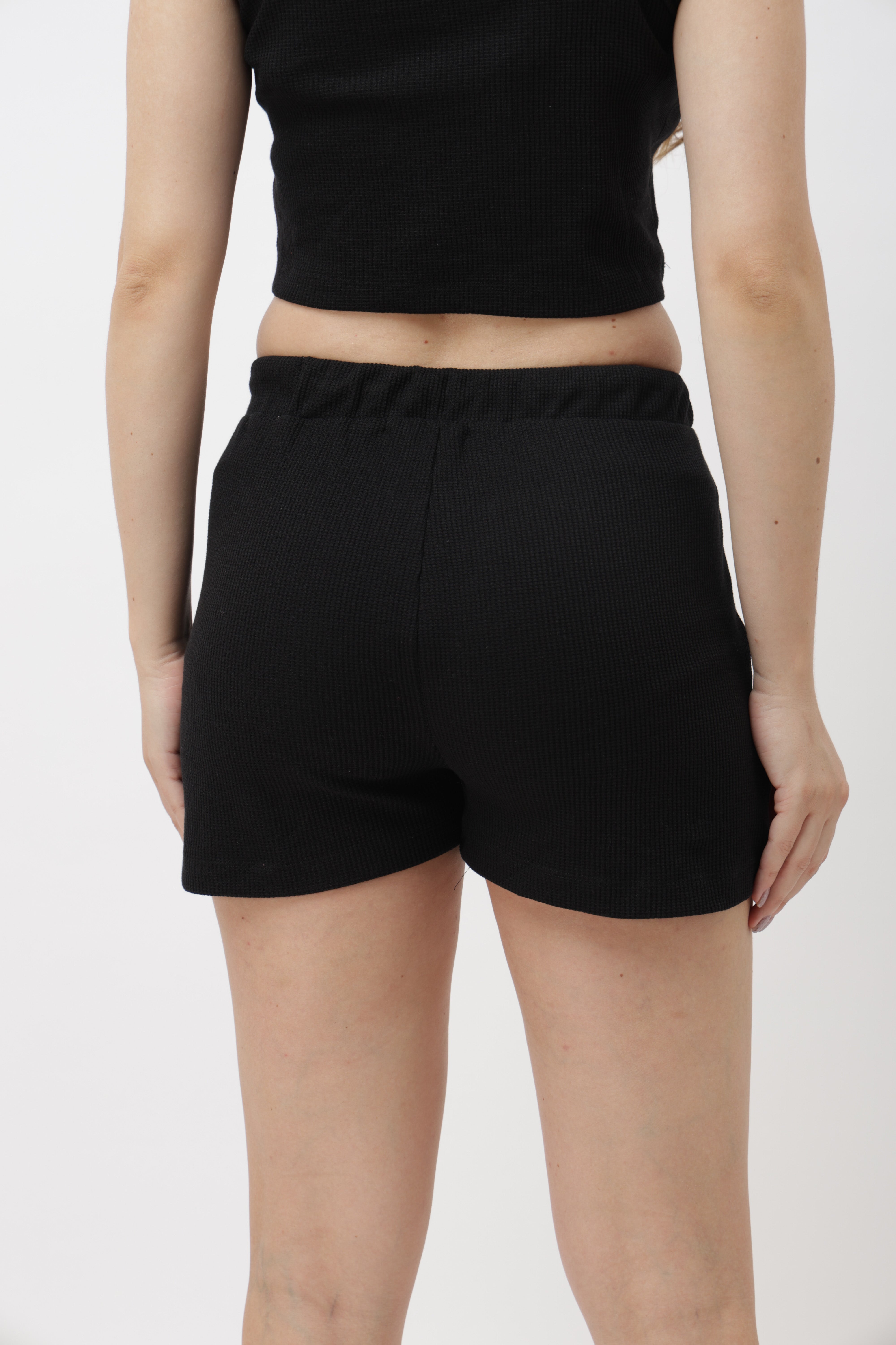 Noa Black Ribbed Shorts
