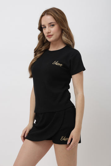 Oslen Black Ribbed T-Shirt