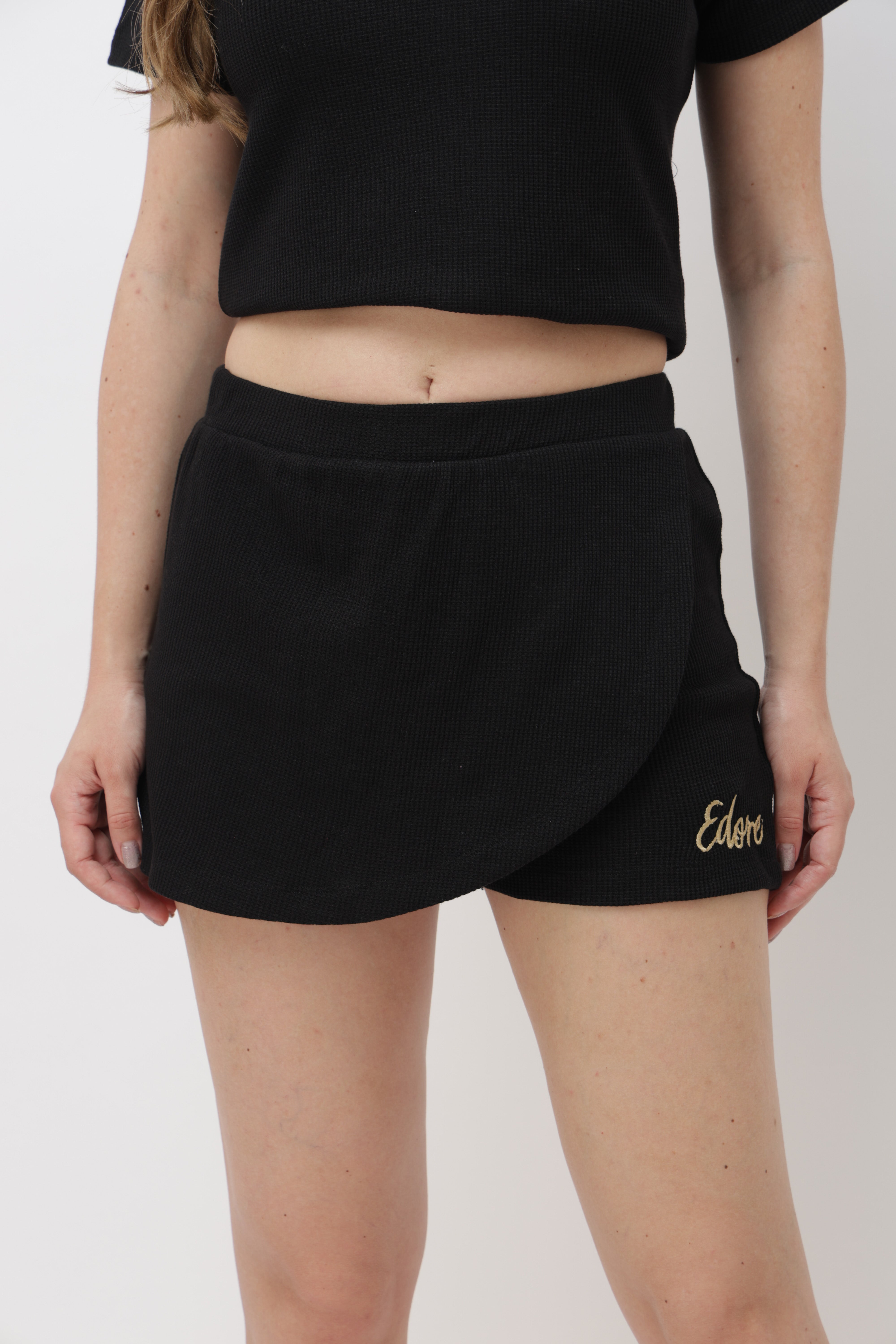 Rein Black Ribbed Skort