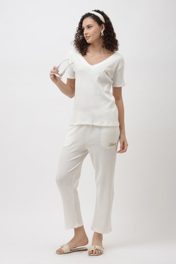 Inoa White Ribbed Co-ord Set