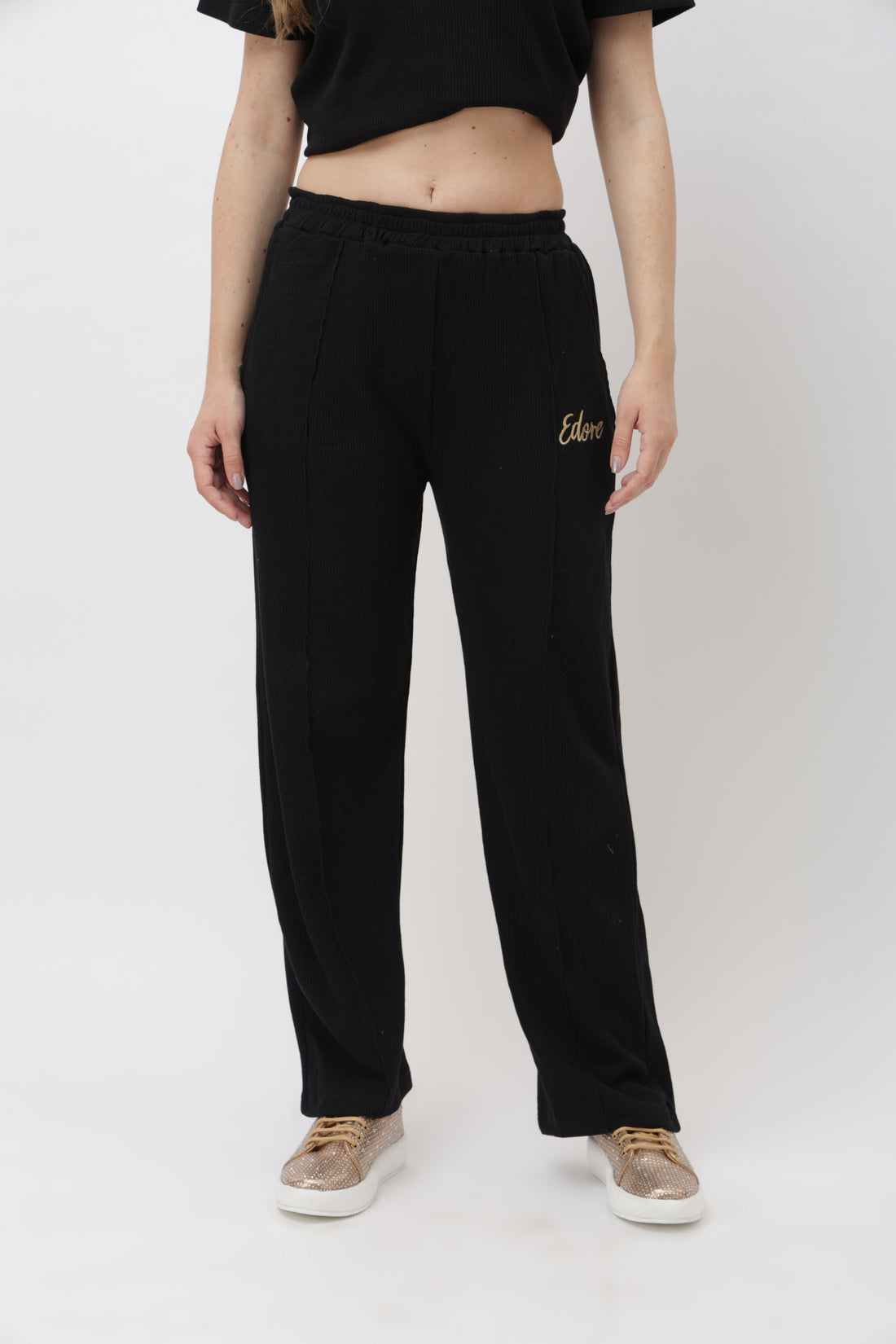 Sael Black Ribbed Pyjama