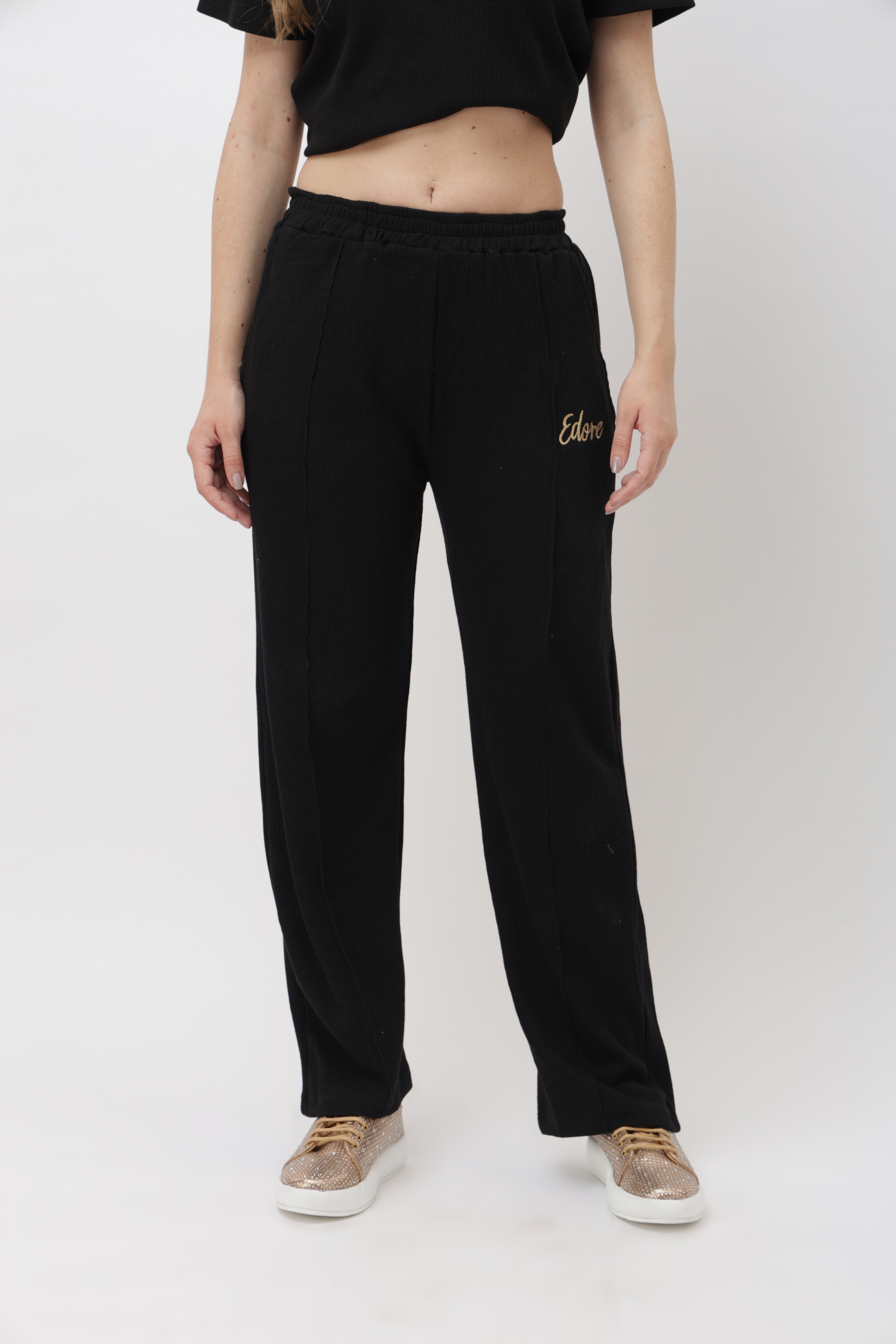 Sael Black Ribbed Pyjama