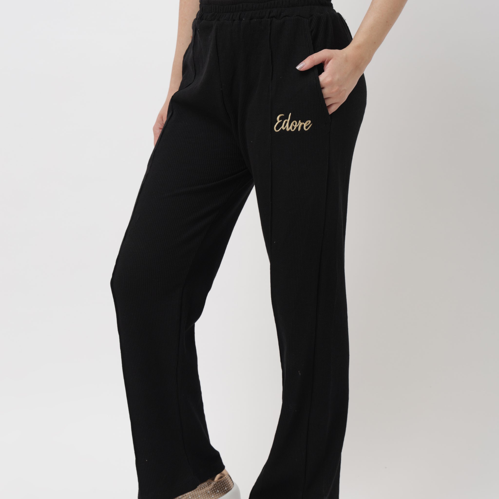 Sael Black Ribbed Pyjama