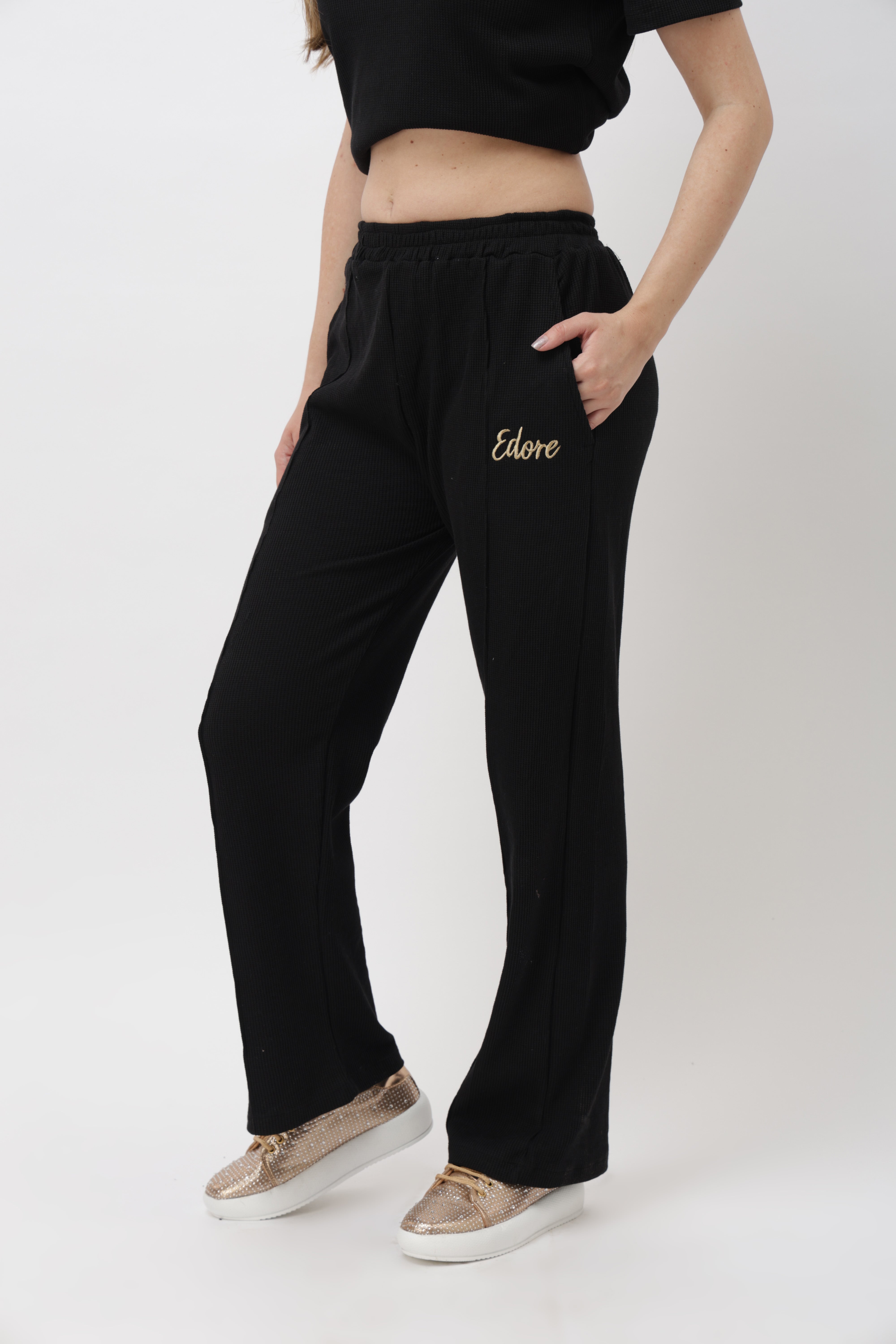 Sael Black Ribbed Pyjama