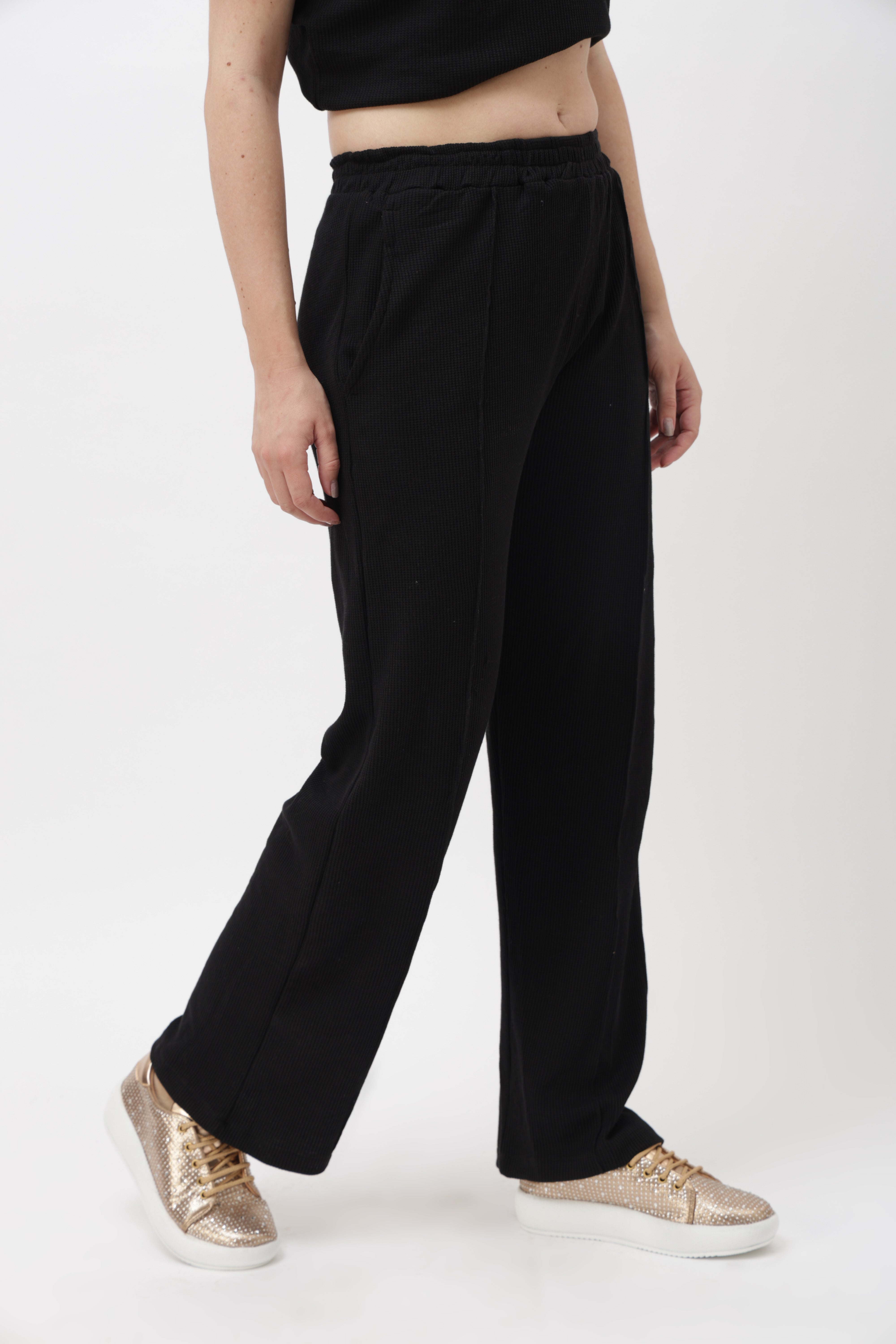 Sael Black Ribbed Pyjama