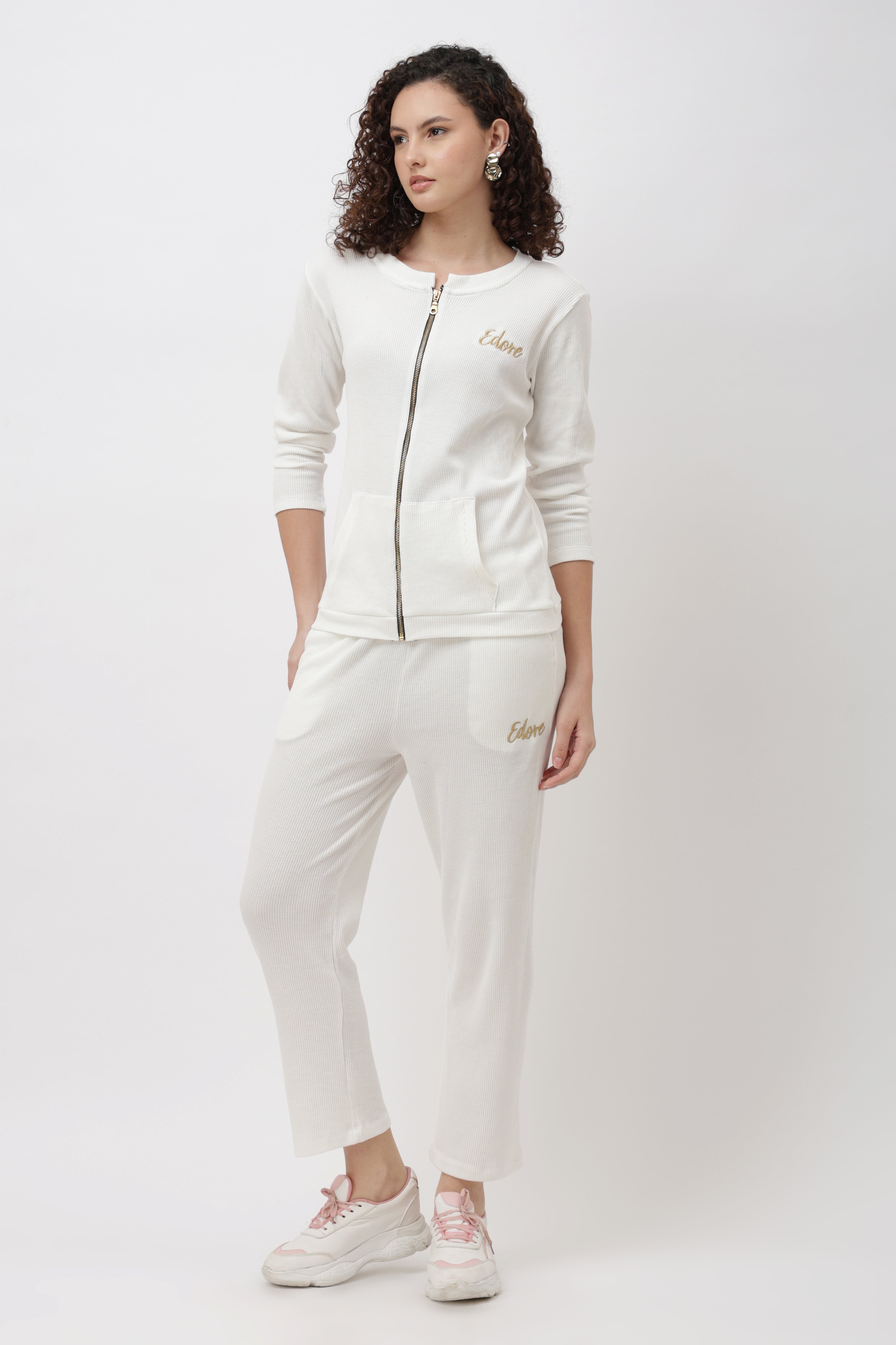 Zyra White Front Zip Jacket