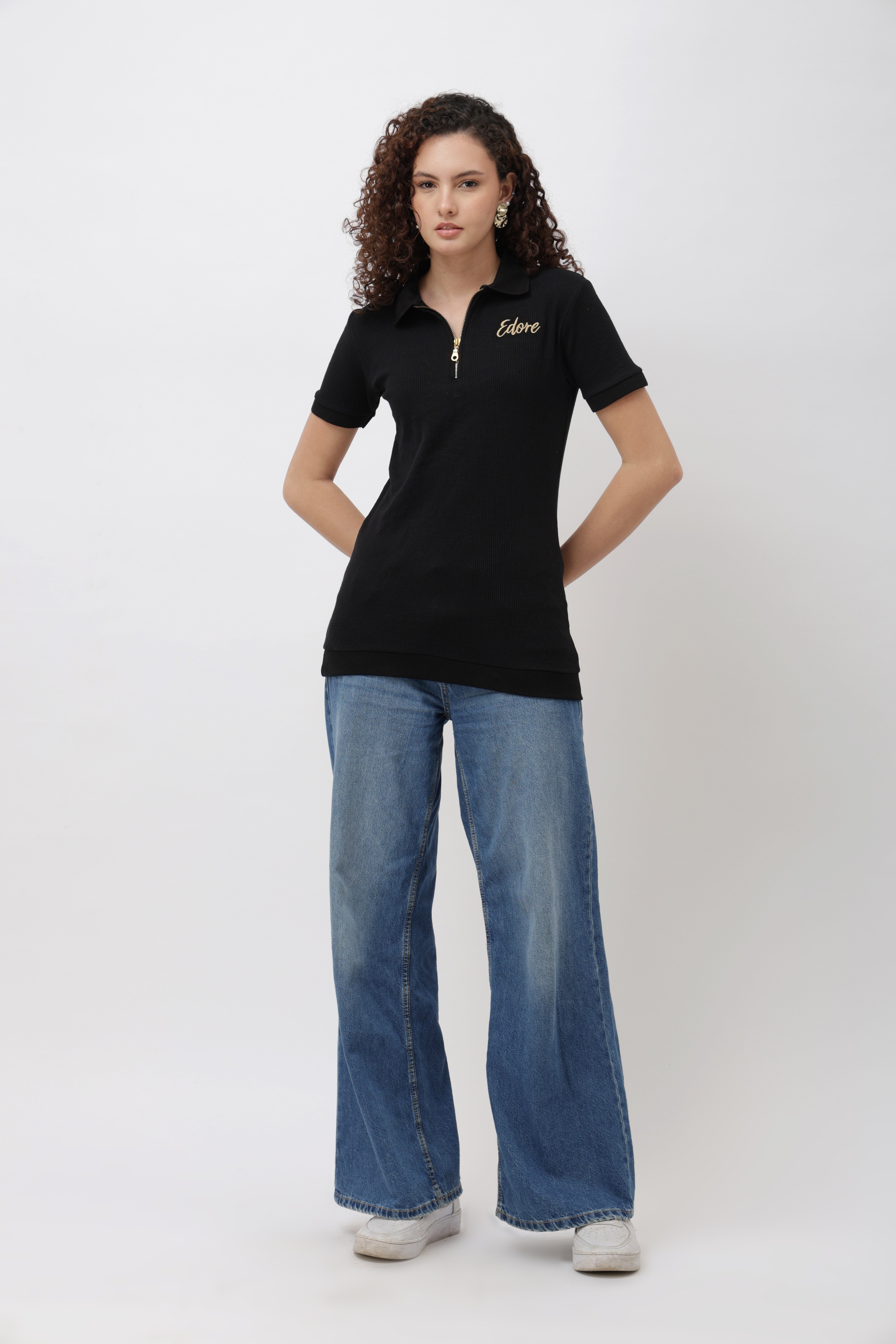 Cairn Unisex Black Half-Zip Polo T-Shirt