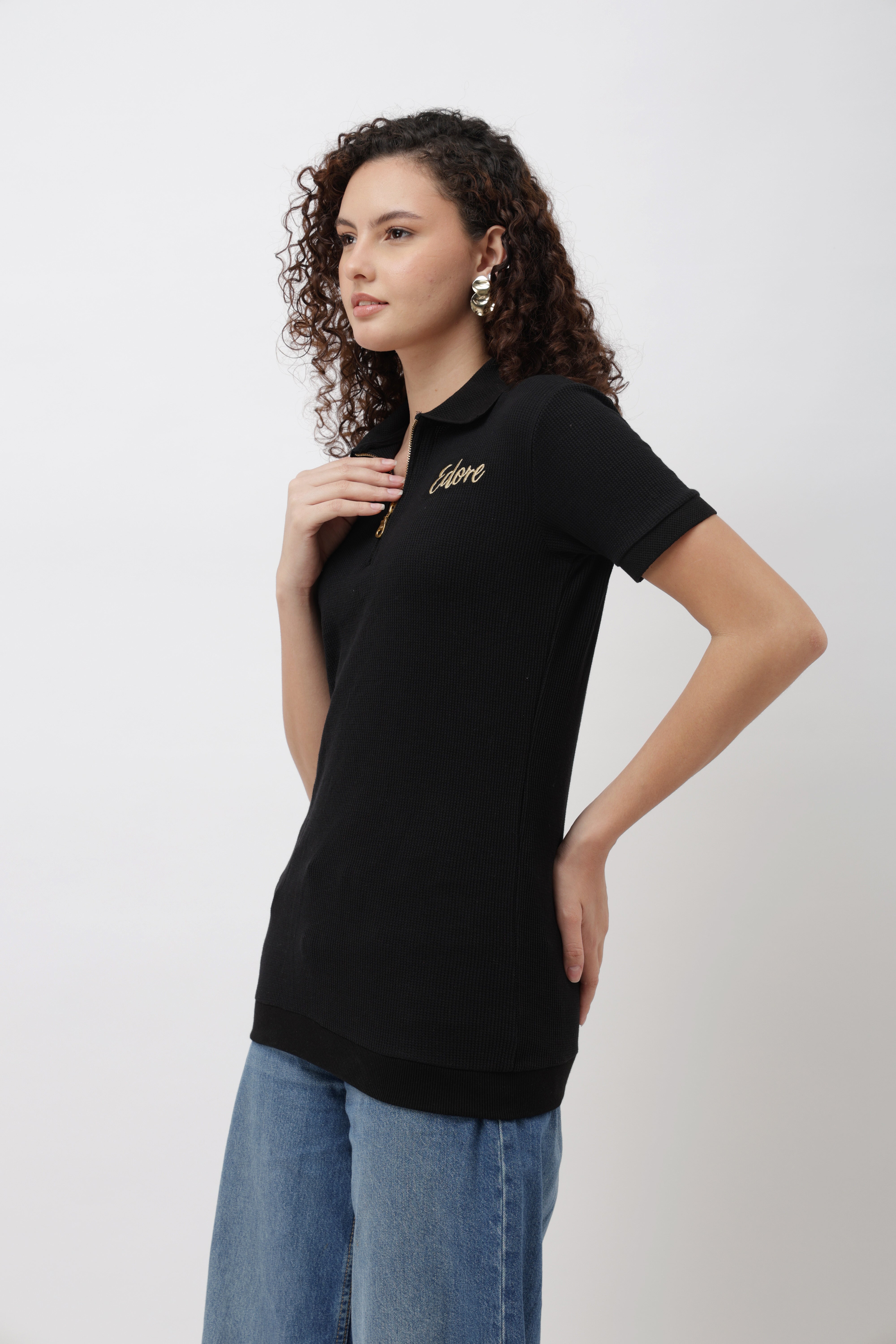 Cairn Unisex Black Half-Zip Polo T-Shirt