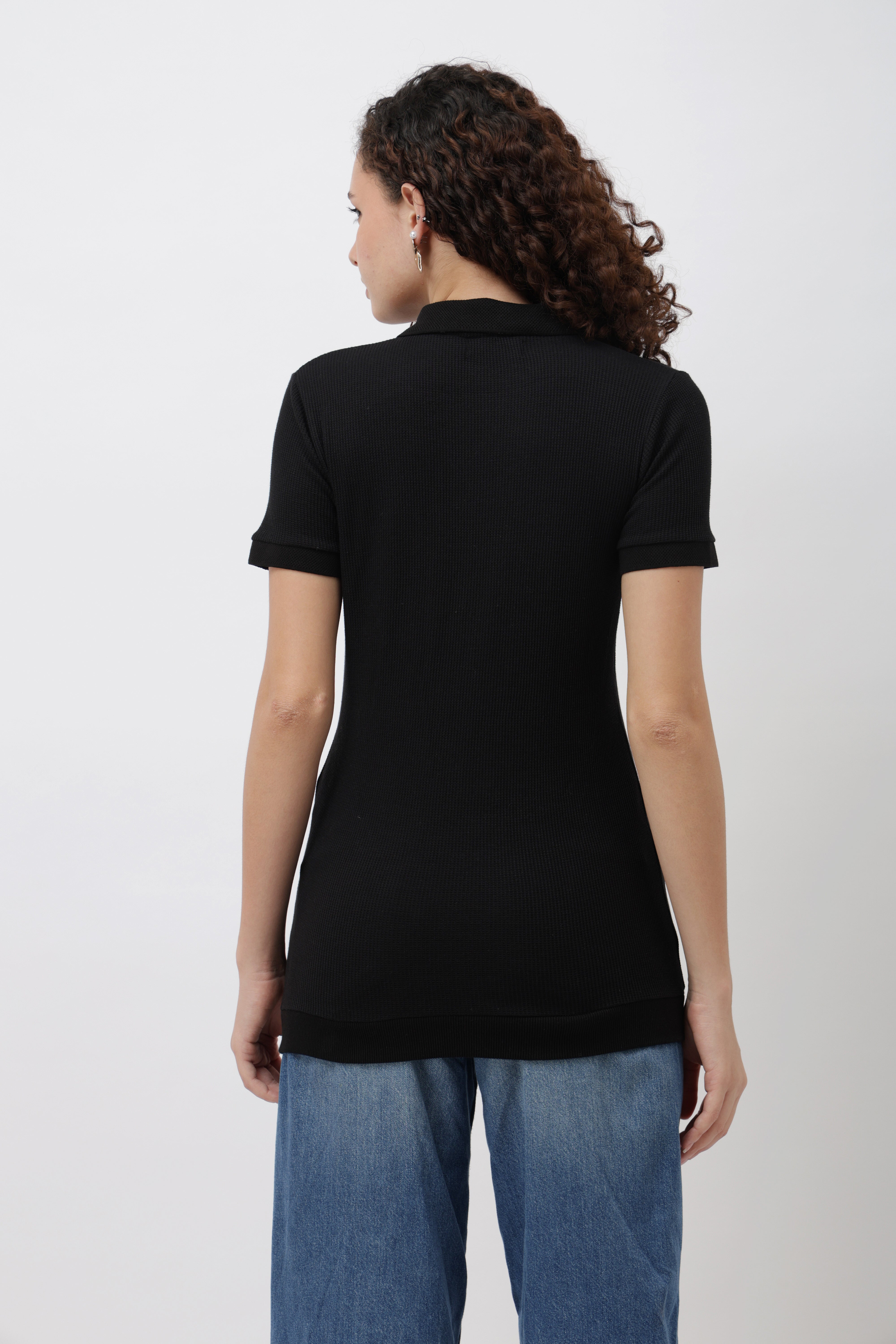 Cairn Unisex Black Half-Zip Polo T-Shirt