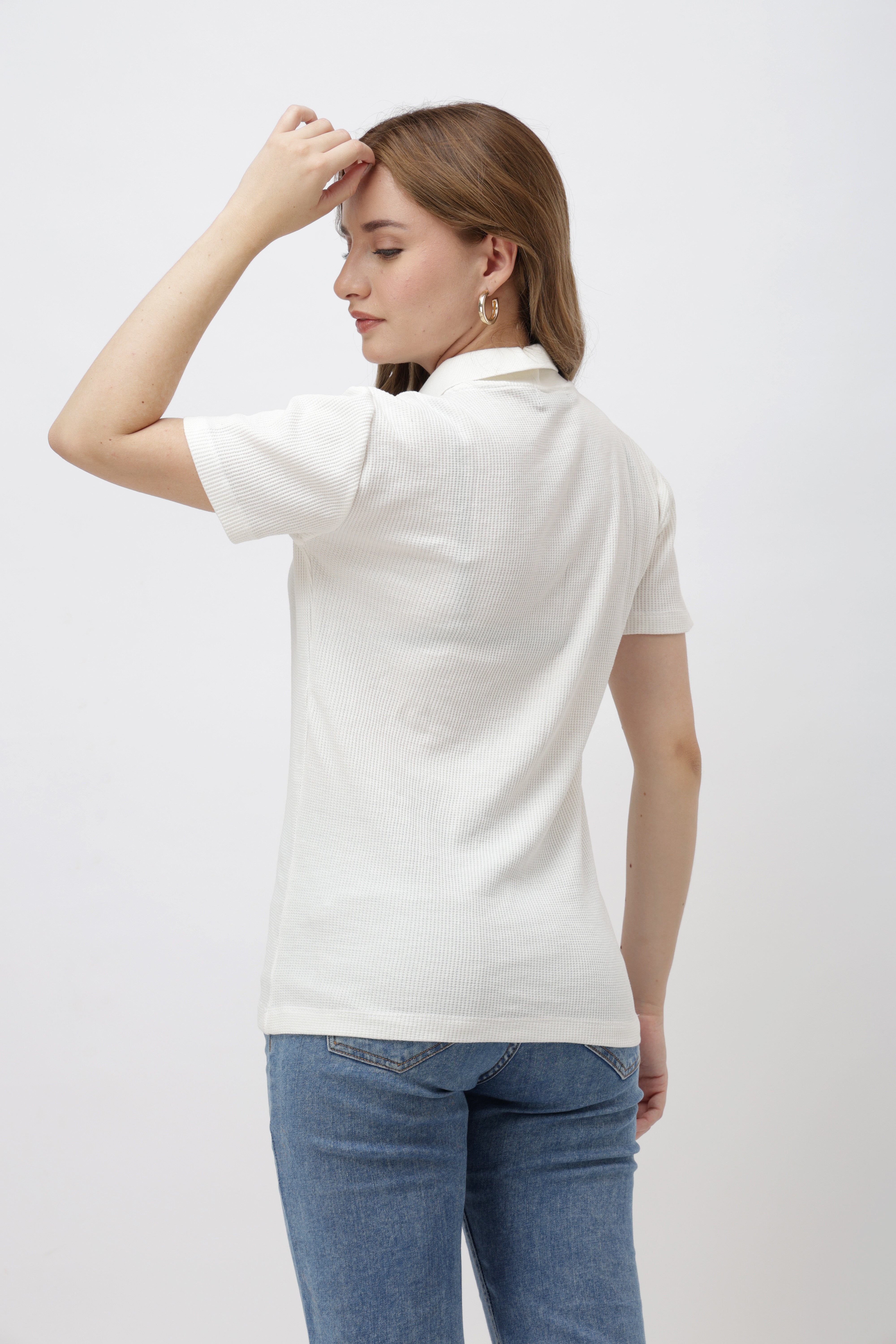 Cairn Unisex Off White Half Zip Polo T-Shirt