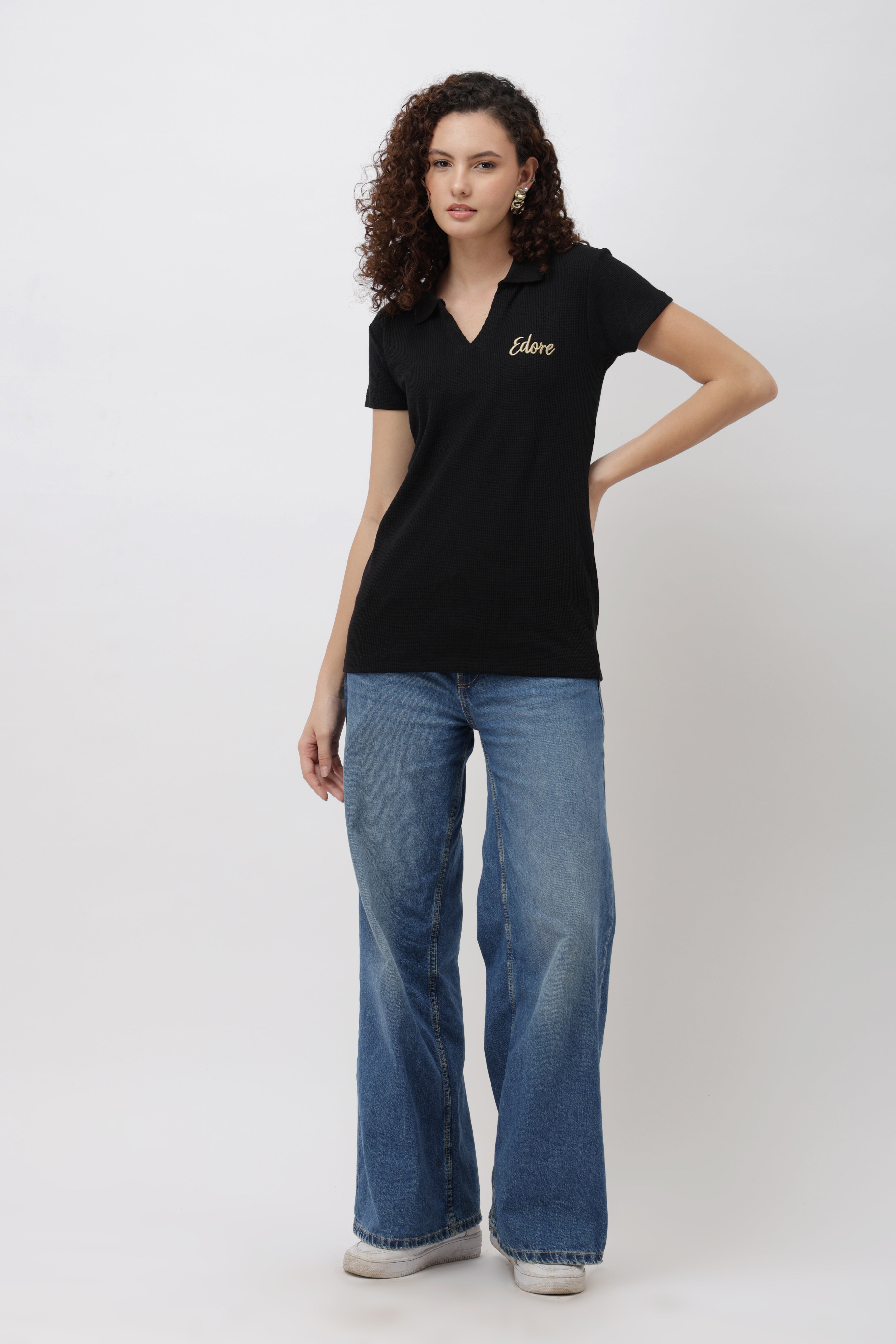 Mylen Black V-Neck T-Shirt