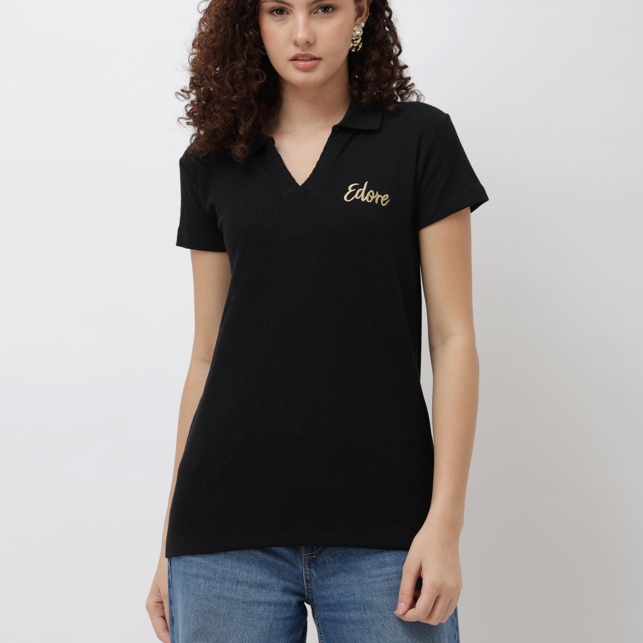 Mylen Black V-Neck T-Shirt