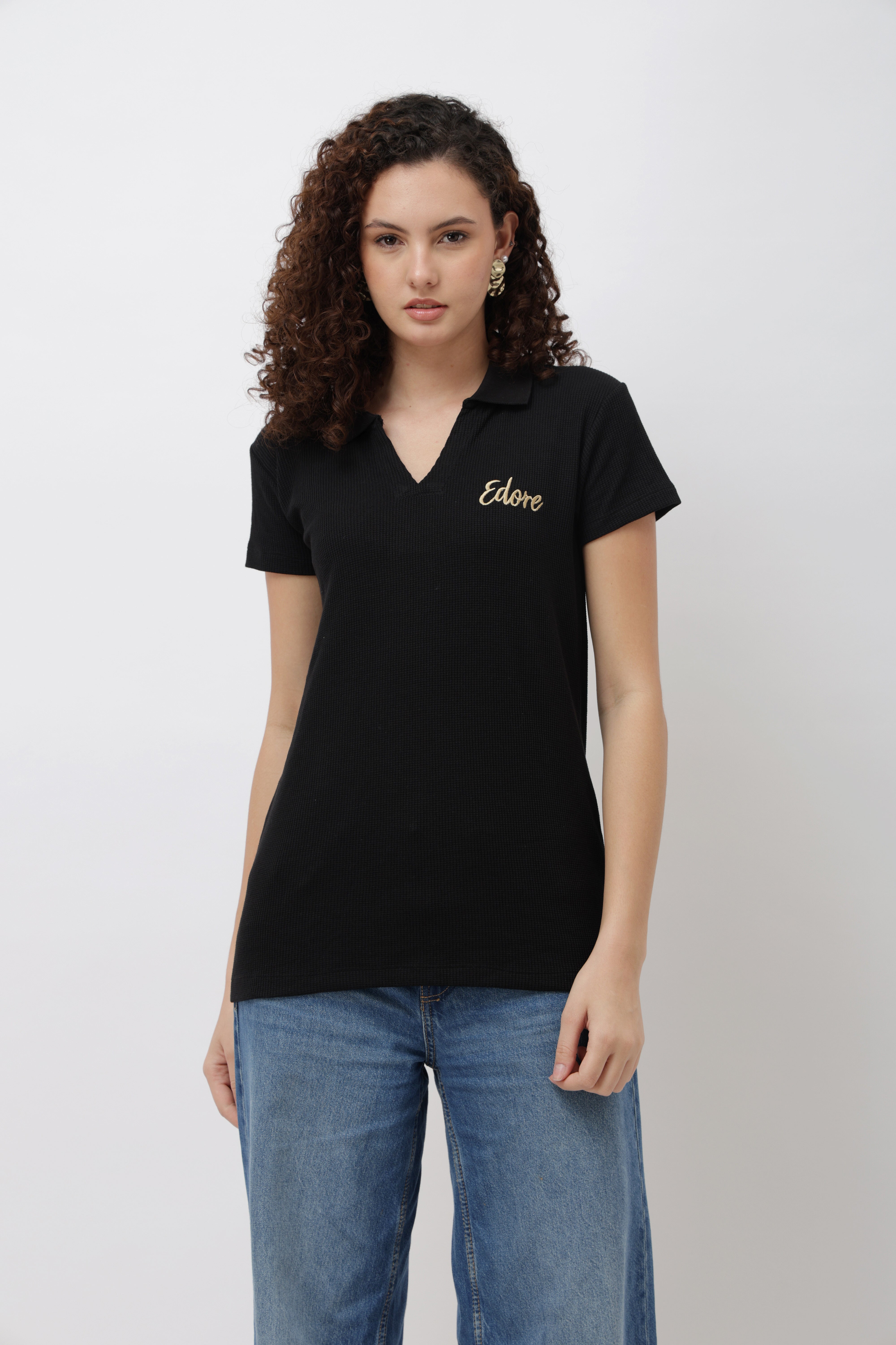 Mylen Black V-Neck T-Shirt