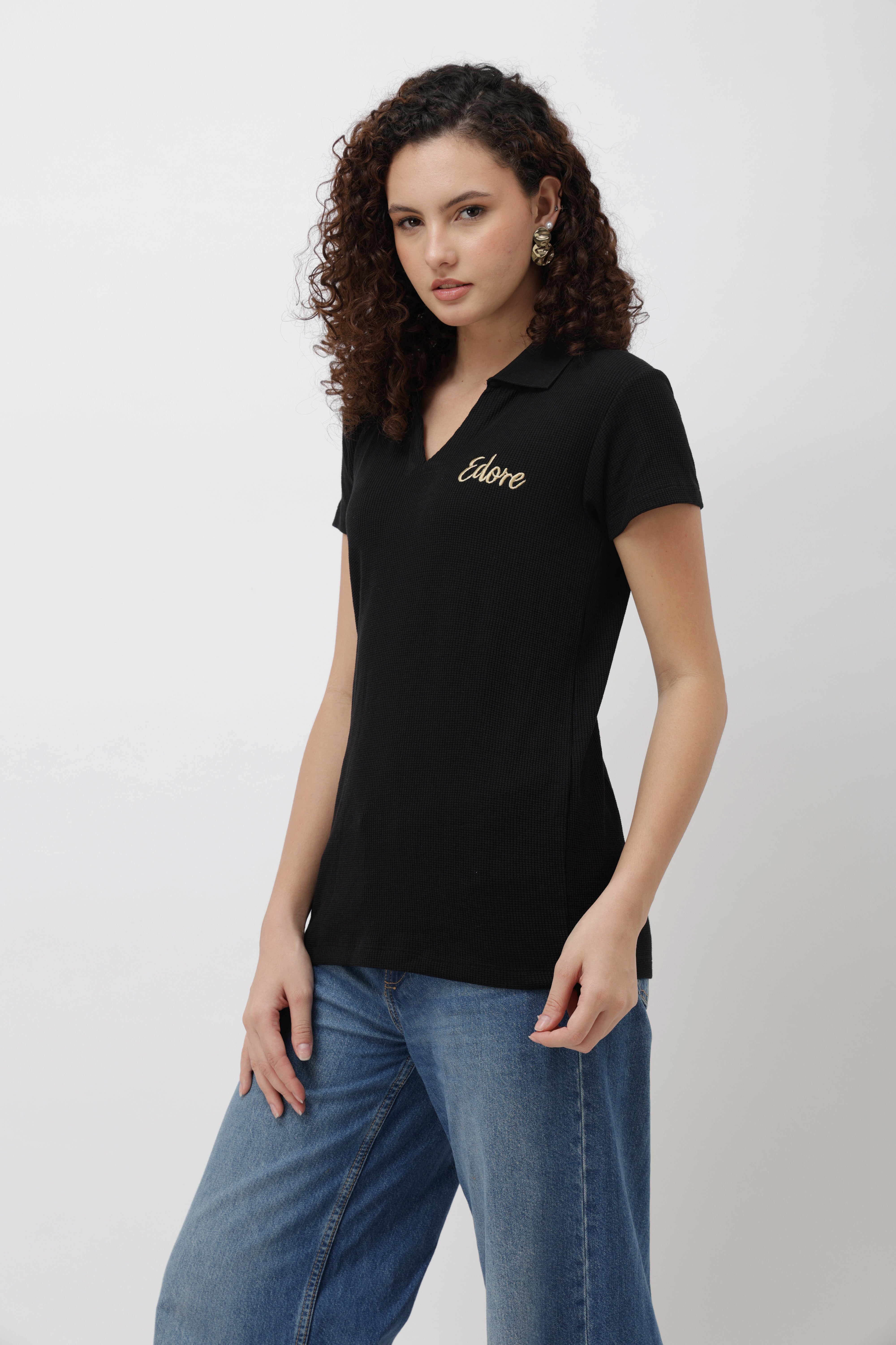 Mylen Black V-Neck T-Shirt