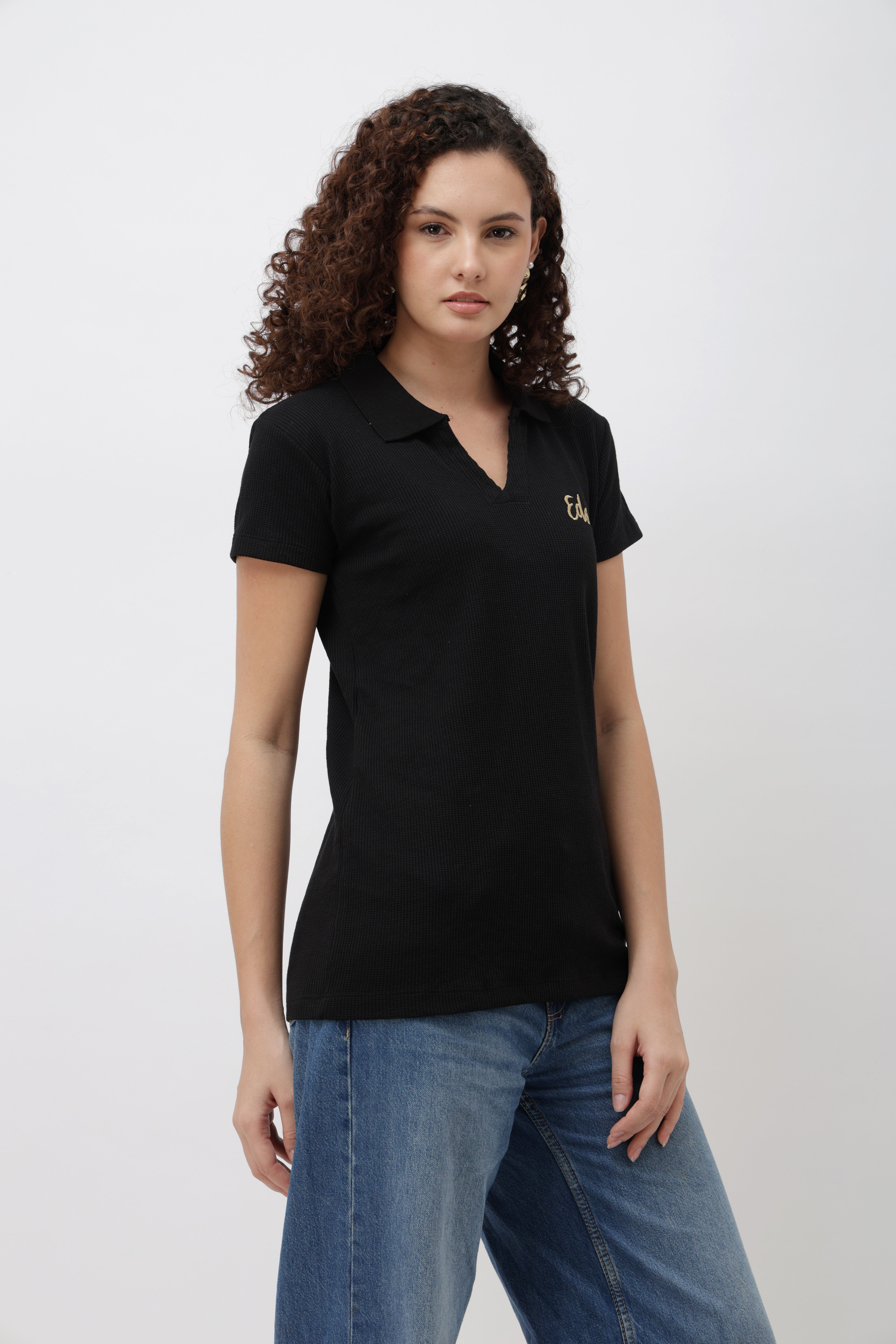 Mylen Black V-Neck T-Shirt