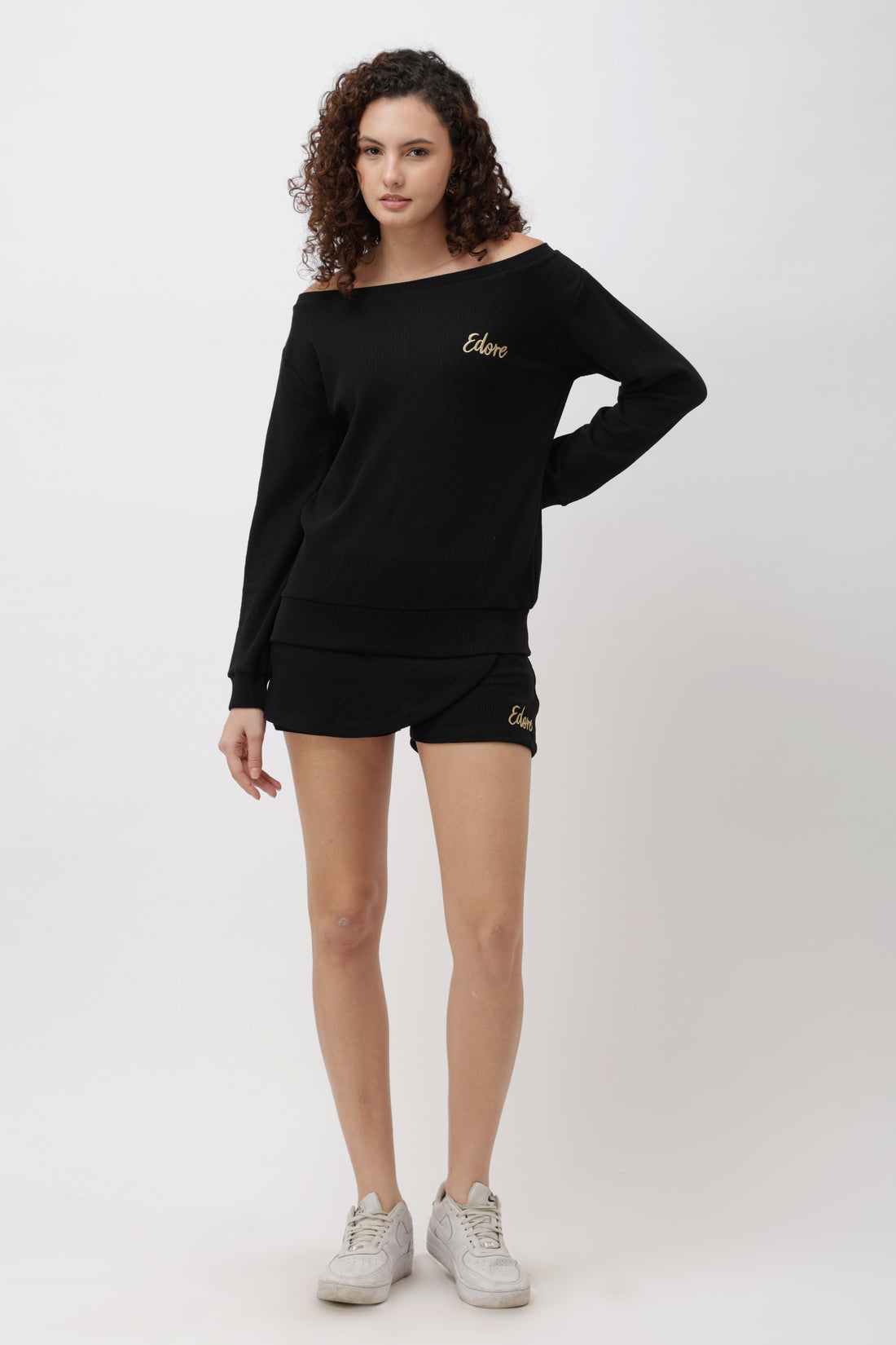 Aella Black Boatneck T-Shirt