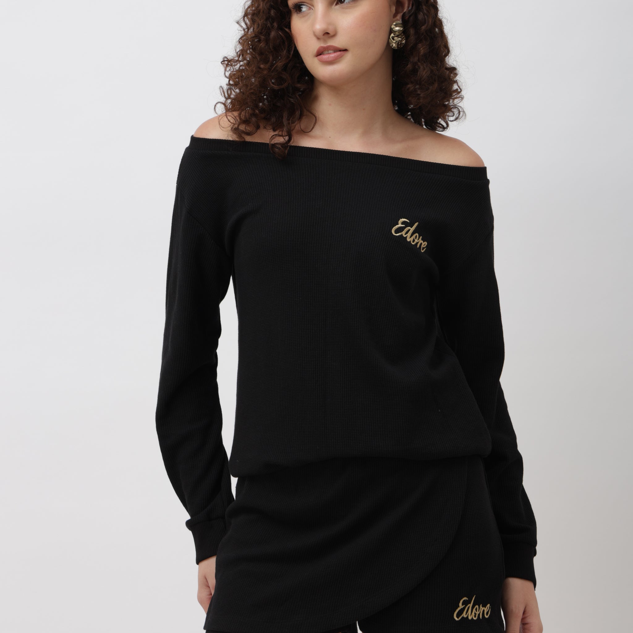 Aella Black Boatneck T-Shirt