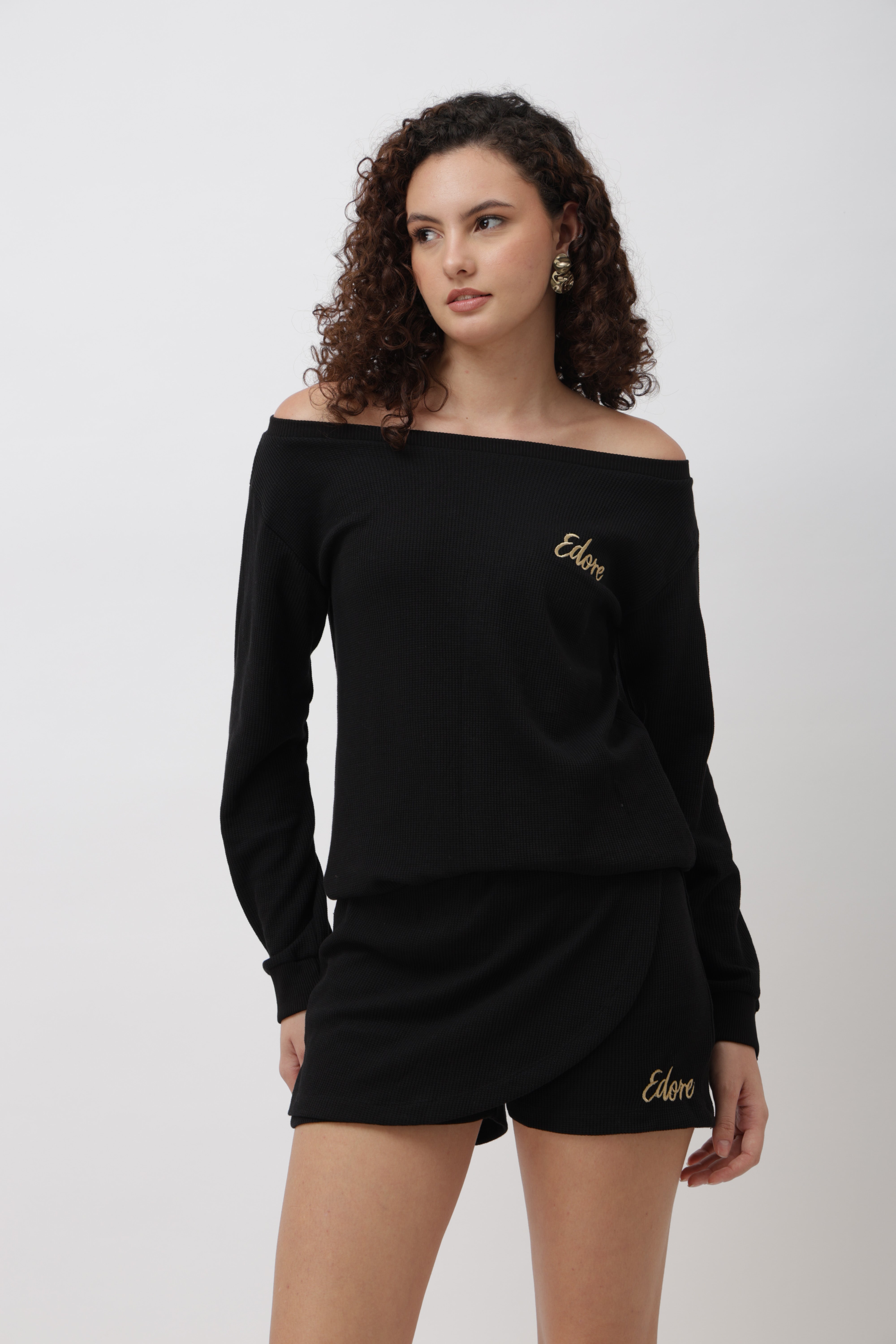 Aella Black Boatneck T-Shirt