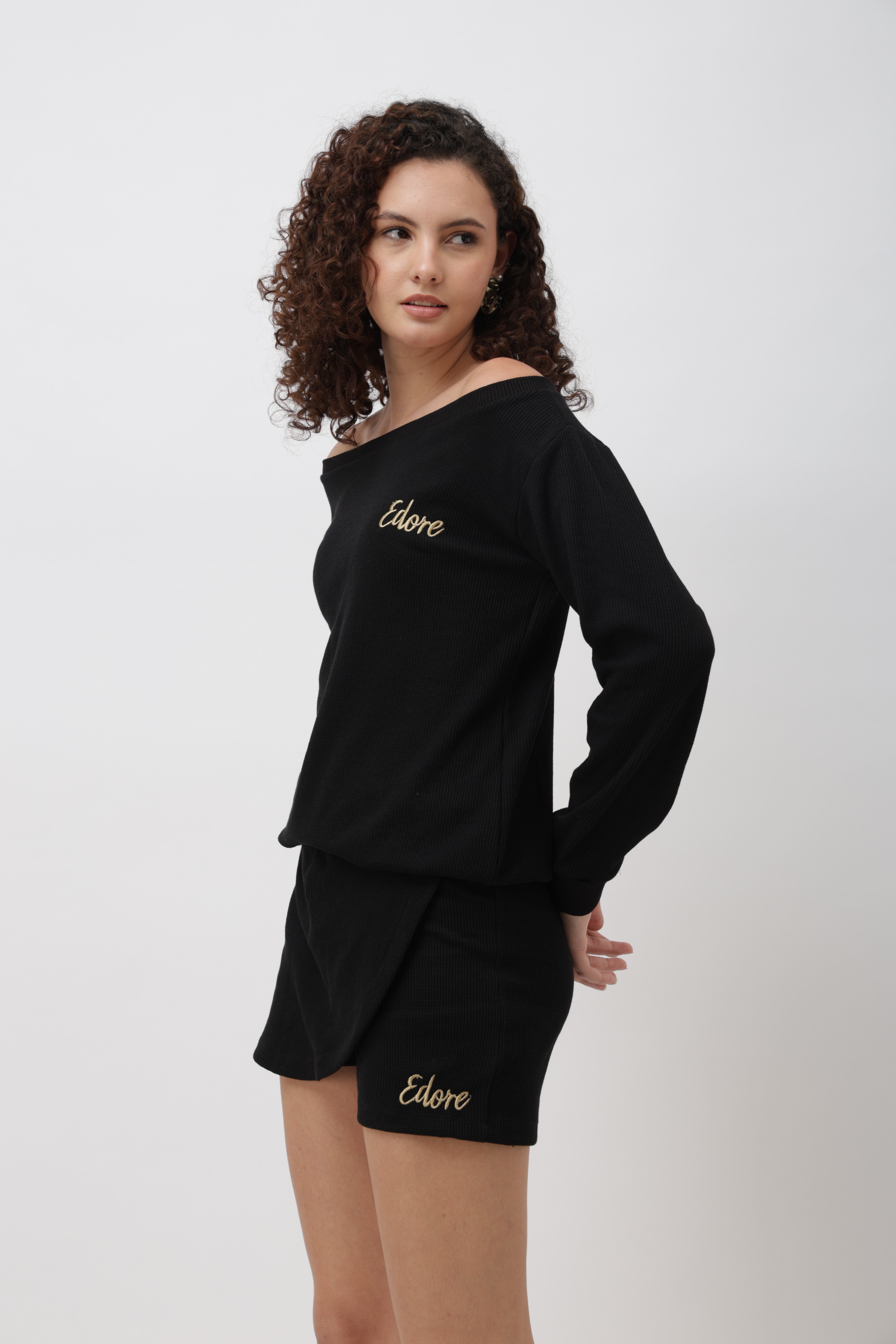 Aella Black Boatneck T-Shirt