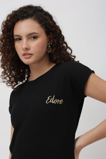 Oryn Black Short Sleeve Crew T-Shirt