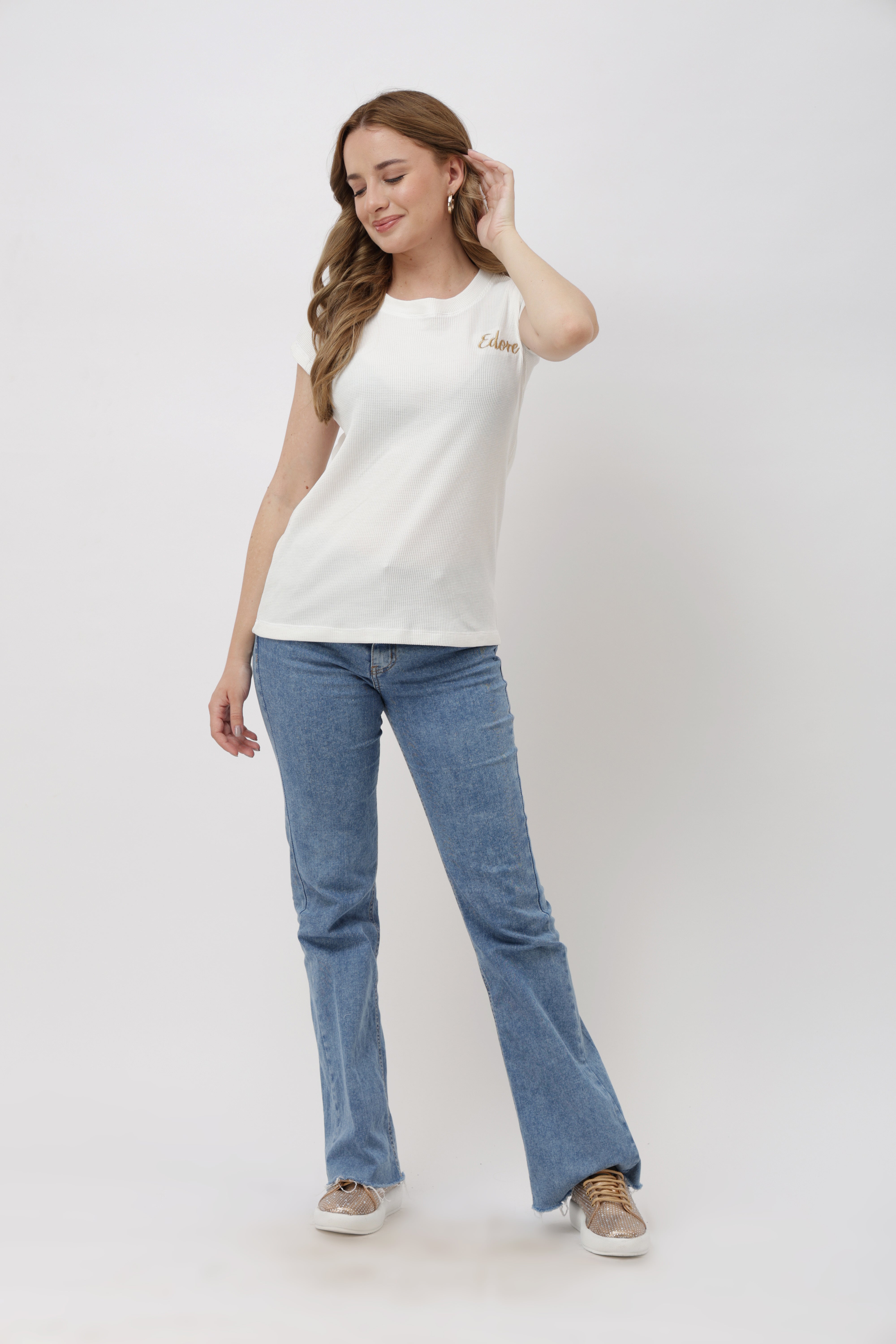 Oryn White Ribbed T-Shirt