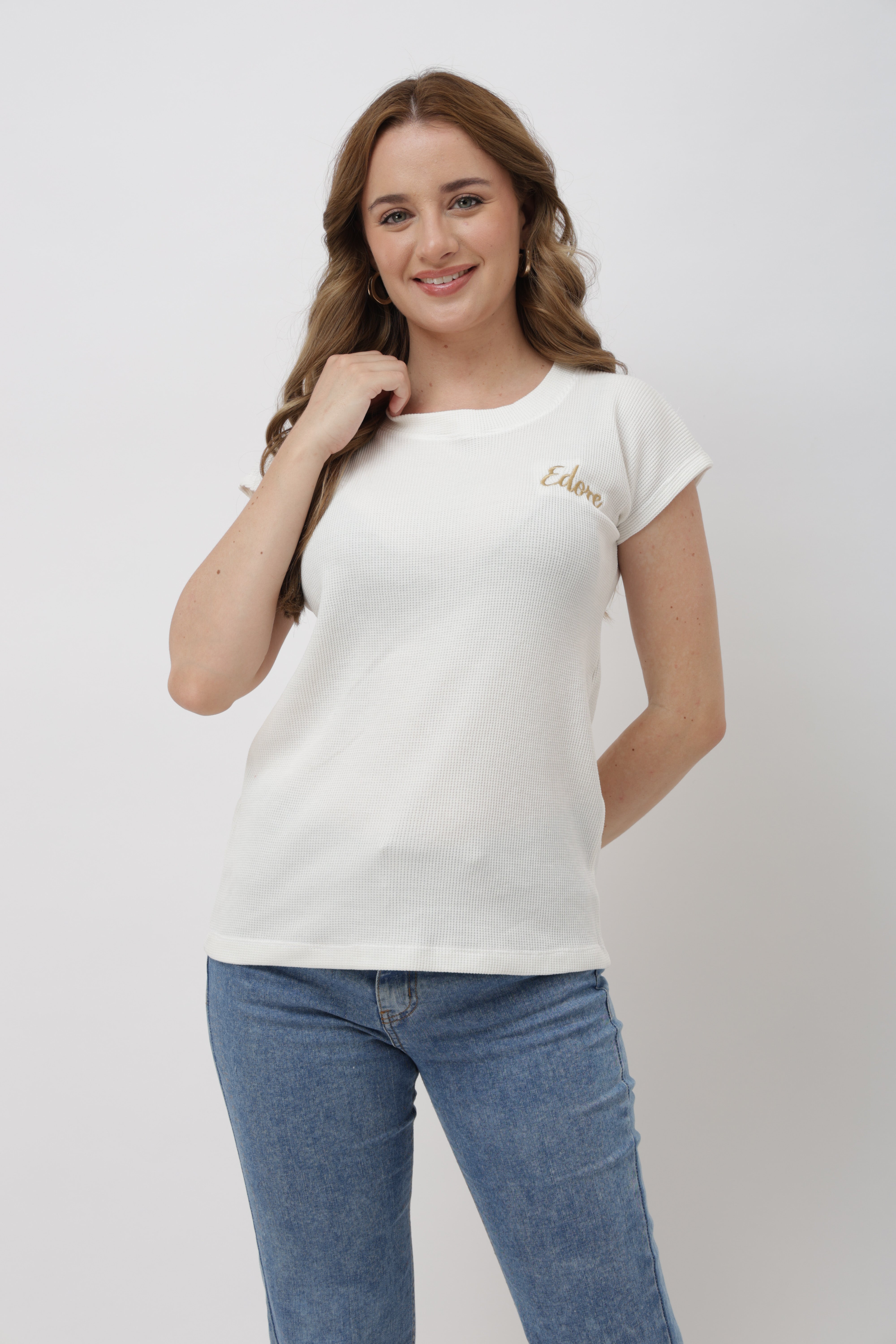 Oryn White Ribbed T-Shirt