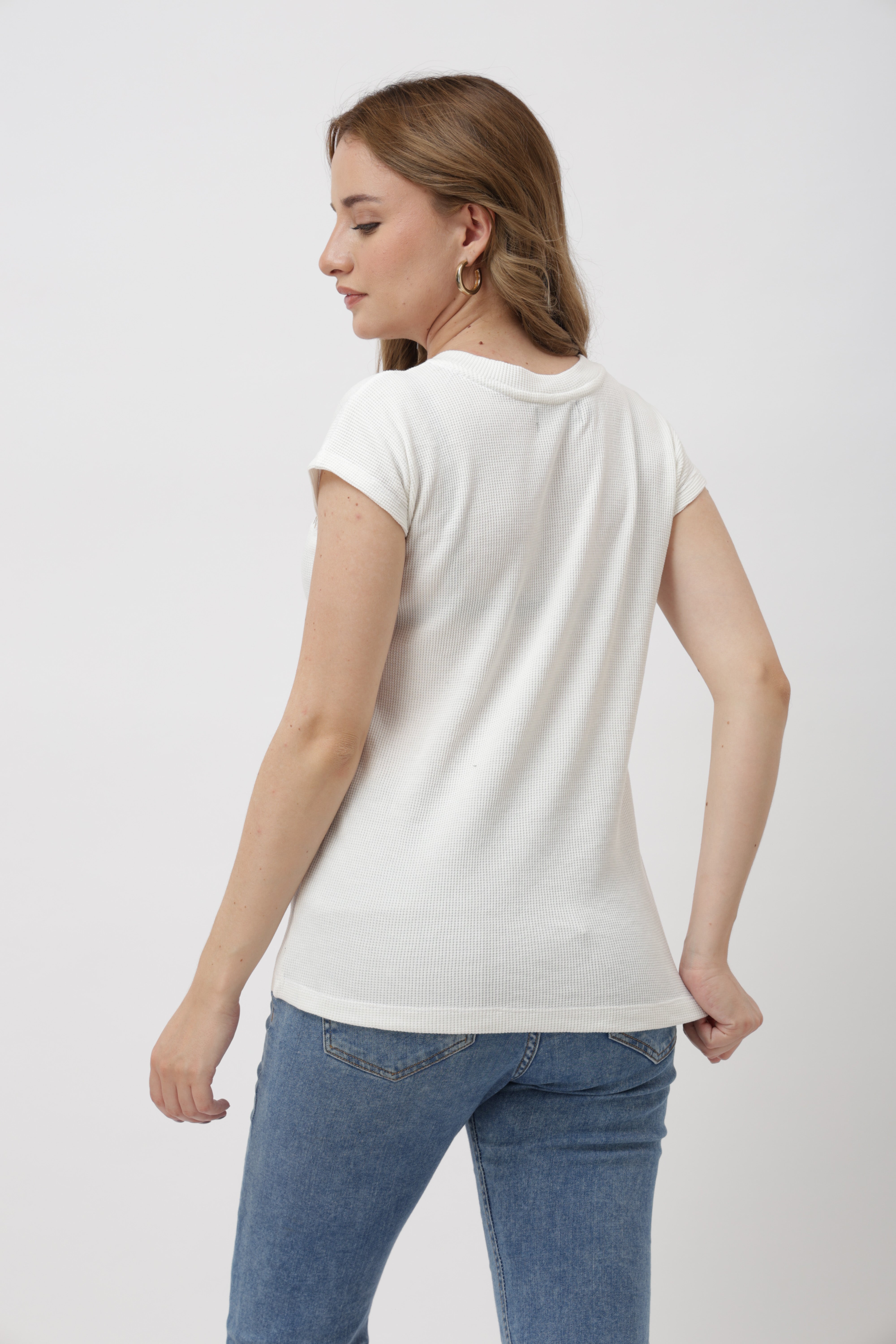 Oryn White Ribbed T-Shirt