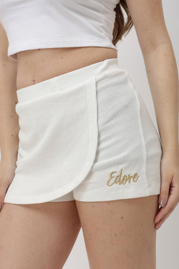 Rein White Ribbed Skort