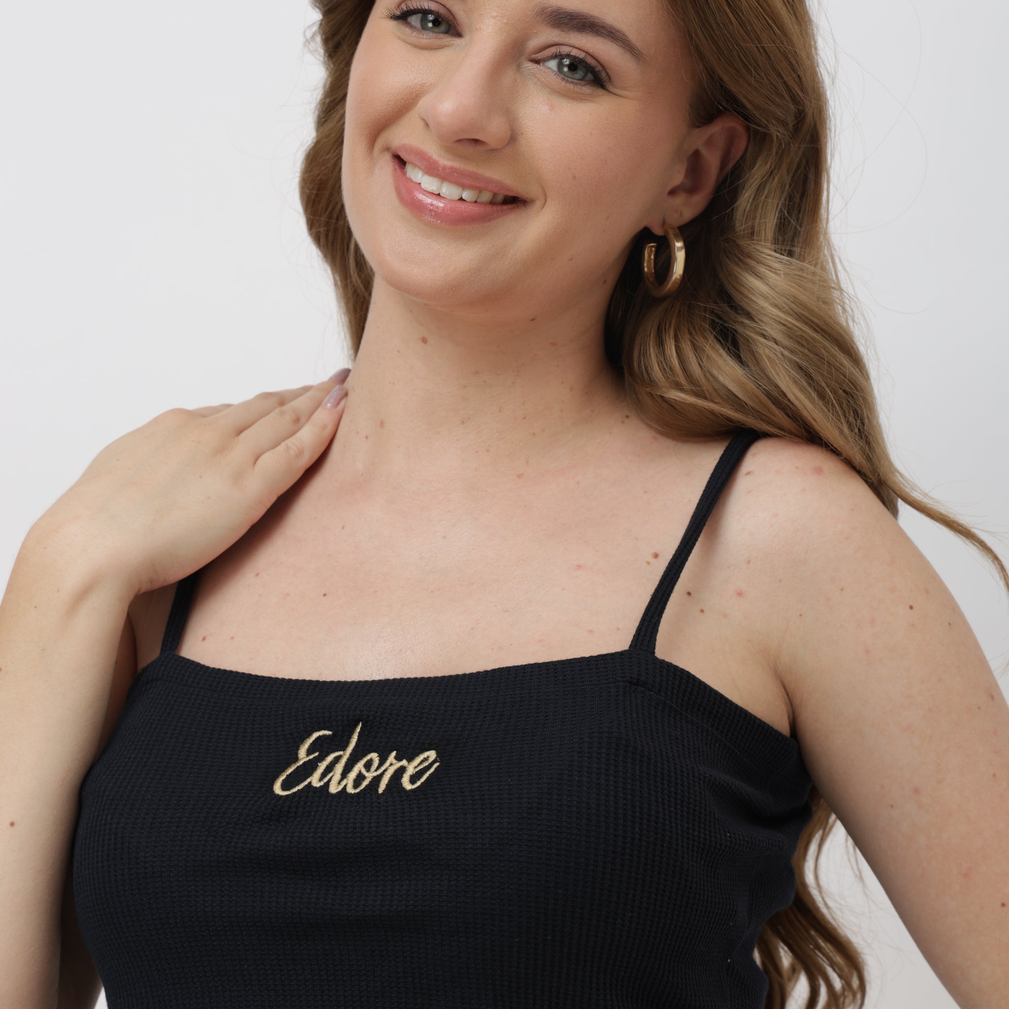 Lior Black Ribbed Cami Crop Top